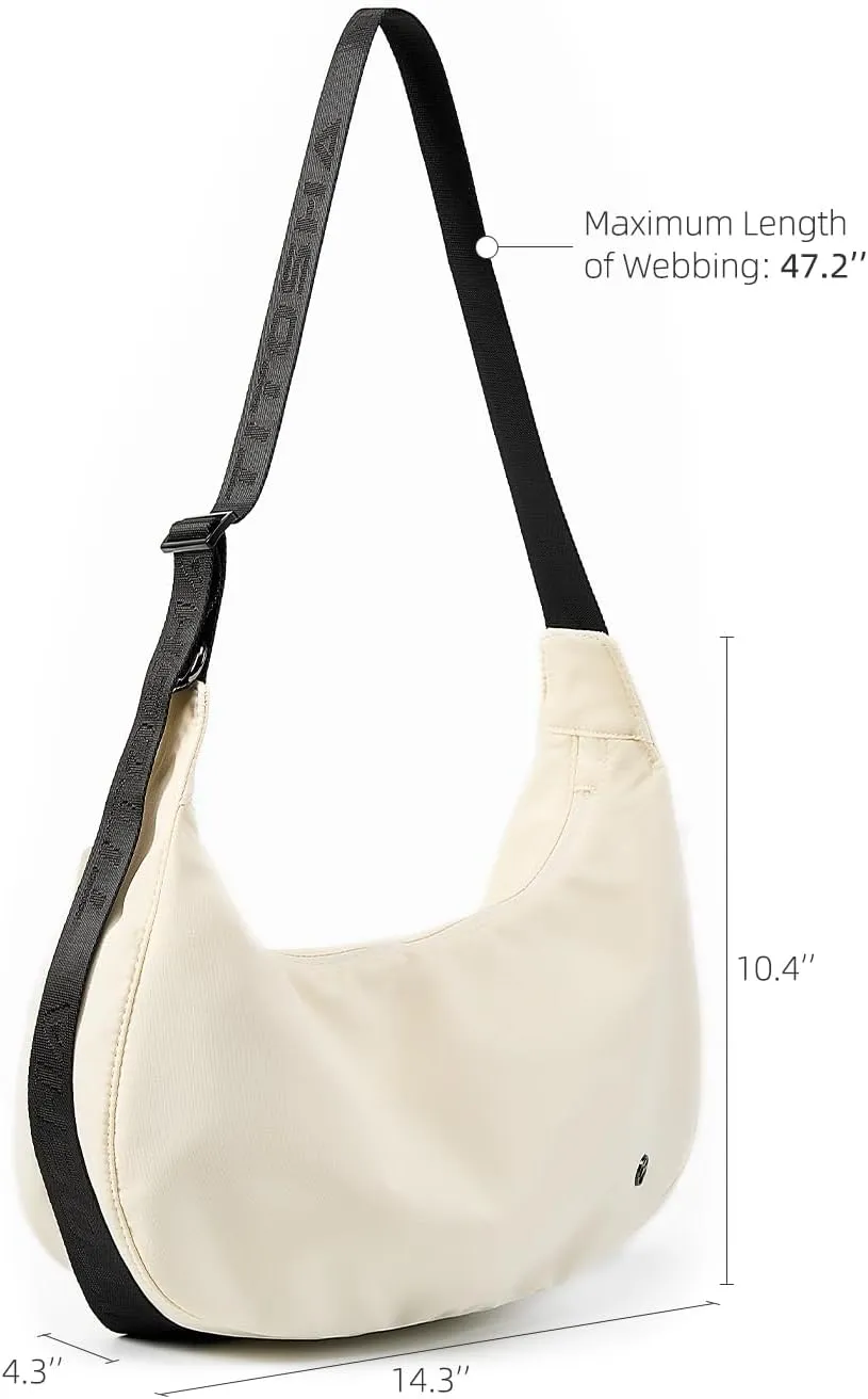 Titosha Medium Nylon Crescent Crossbody Bag for Women with Extended Adjustable Shoulder strap