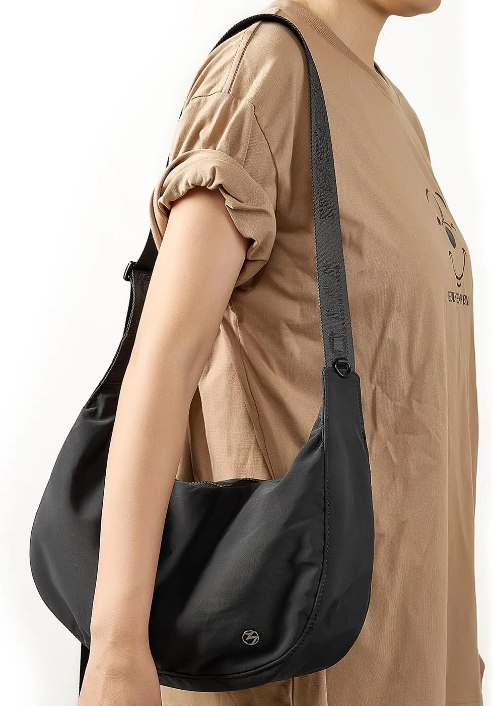 Titosha Medium Nylon Crescent Crossbody Bag for Women with Extended Adjustable Shoulder strap