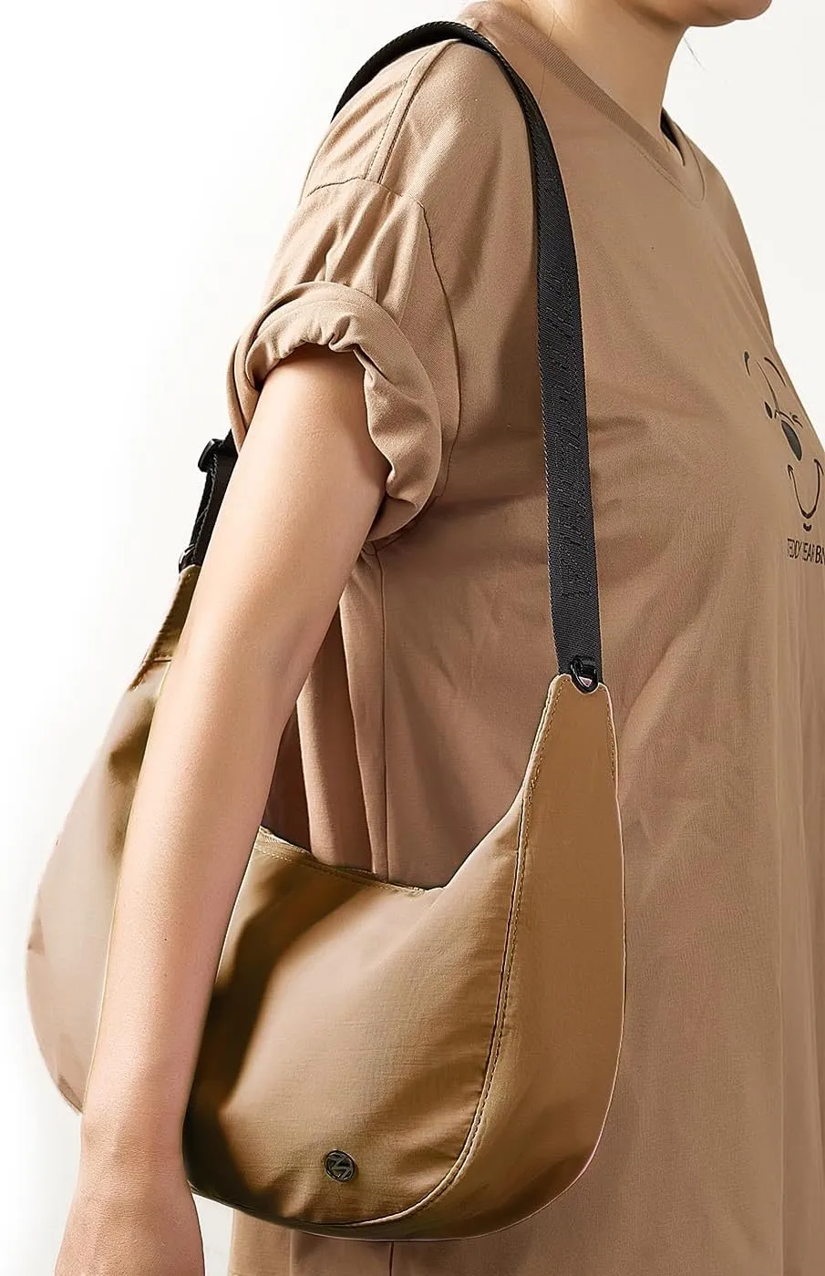 Titosha Medium Nylon Crescent Crossbody Bag for Women with Extended Adjustable Shoulder strap