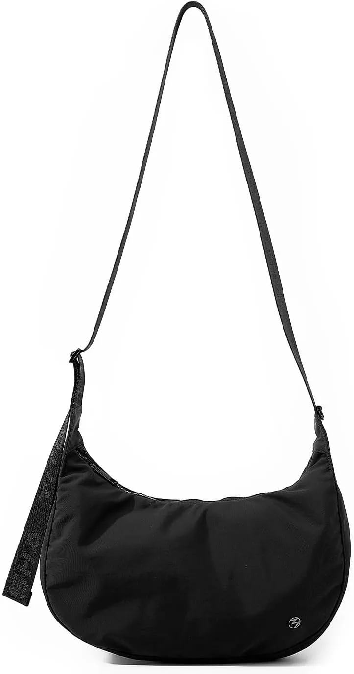 Titosha Medium Nylon Crescent Crossbody Bag for Women with Extended Adjustable Shoulder strap