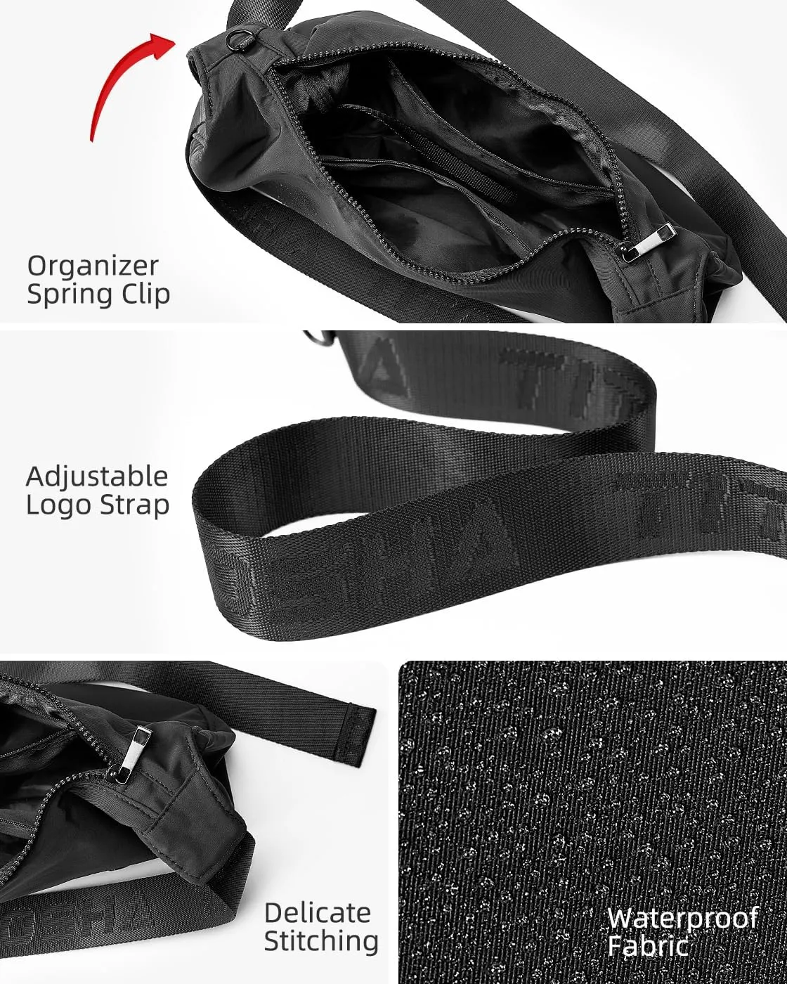 Titosha Medium Nylon Crescent Crossbody Bag for Women with Extended Adjustable Shoulder strap