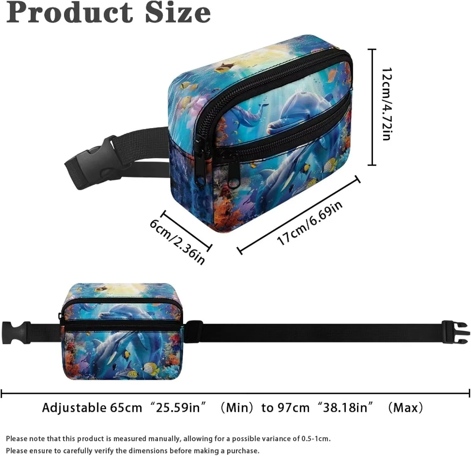 Uourmeti Boys Fanny Pack Crossbody Belt Bag Ocean Dolphin Waist Packs Bag with Adjustable Strap Small Belt Pouches with Zipper Travel Bags for Kids Stuff Bag