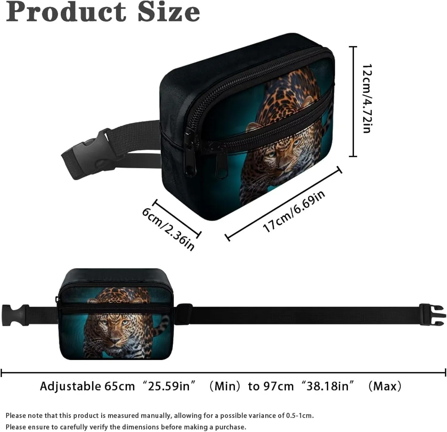 Uourmeti Cheetah Boys Fanny Pack Crossbody Waist Packs Bag with Adjustable Strap Waist Pack Wallet Travel Bags for Kids Stuff Bag Small Belt Pouches with Zipper