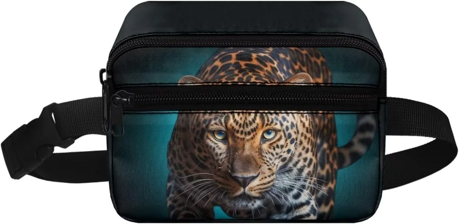 Uourmeti Cheetah Boys Fanny Pack Crossbody Waist Packs Bag with Adjustable Strap Waist Pack Wallet Travel Bags for Kids Stuff Bag Small Belt Pouches with Zipper