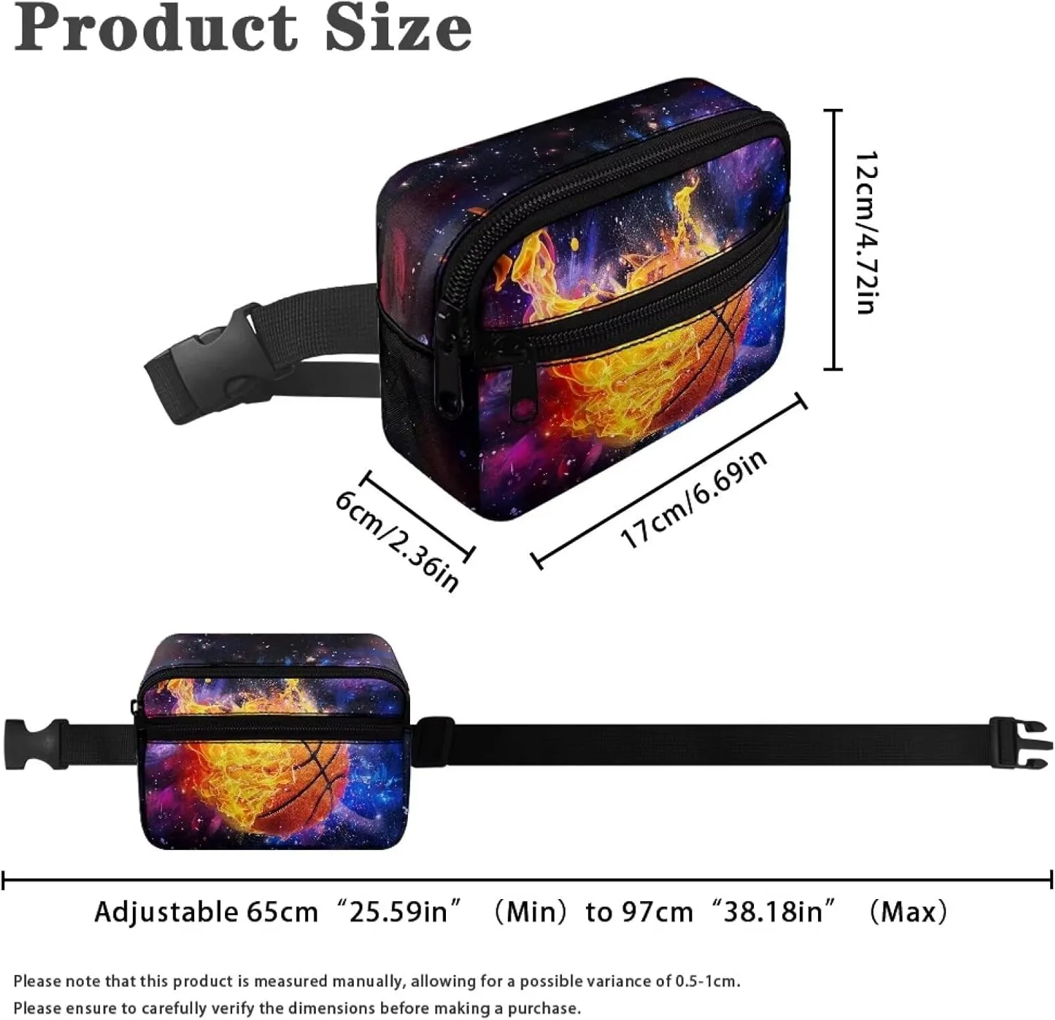 Uourmeti Galaxy Basketball Kids Phone Pouch Waist Bag Boys Small Fanny Pack Ages 8-12 Mini Hiking Belt Bag Waist Pack Wallet Belt Pouches with Zipper