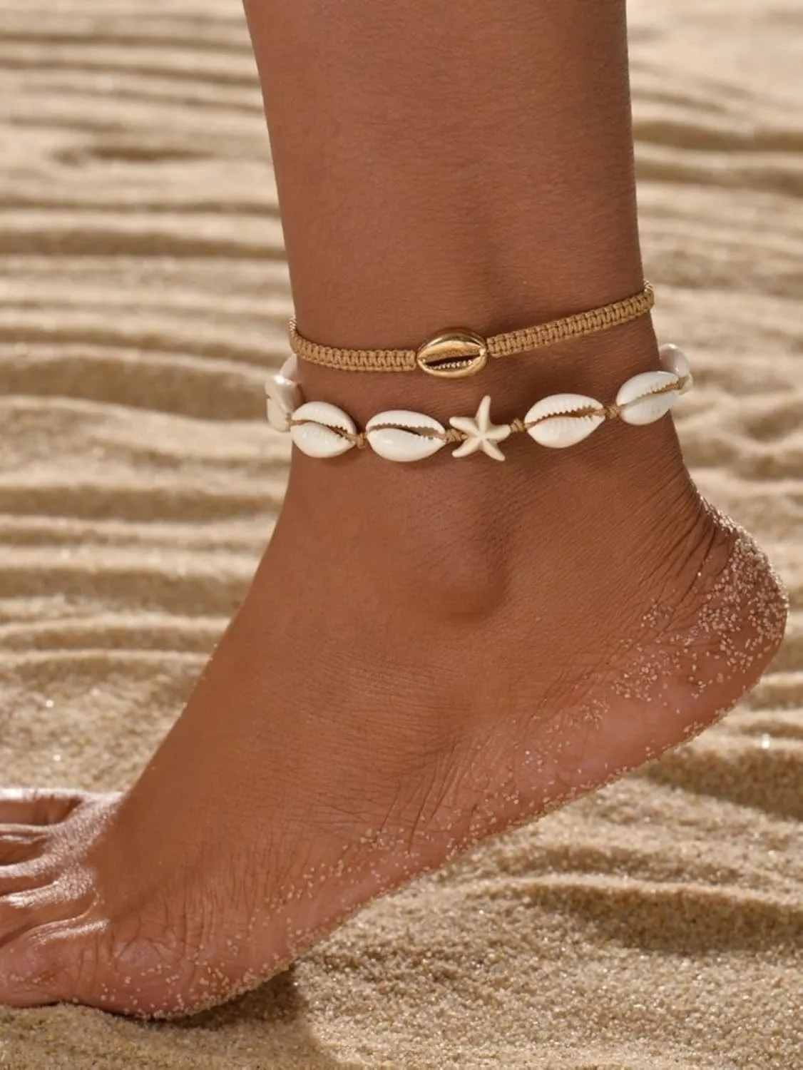 Verdusa Women's Ankle Bracelets Set Shell Anklet Chain Adjustable Foot Jewelry