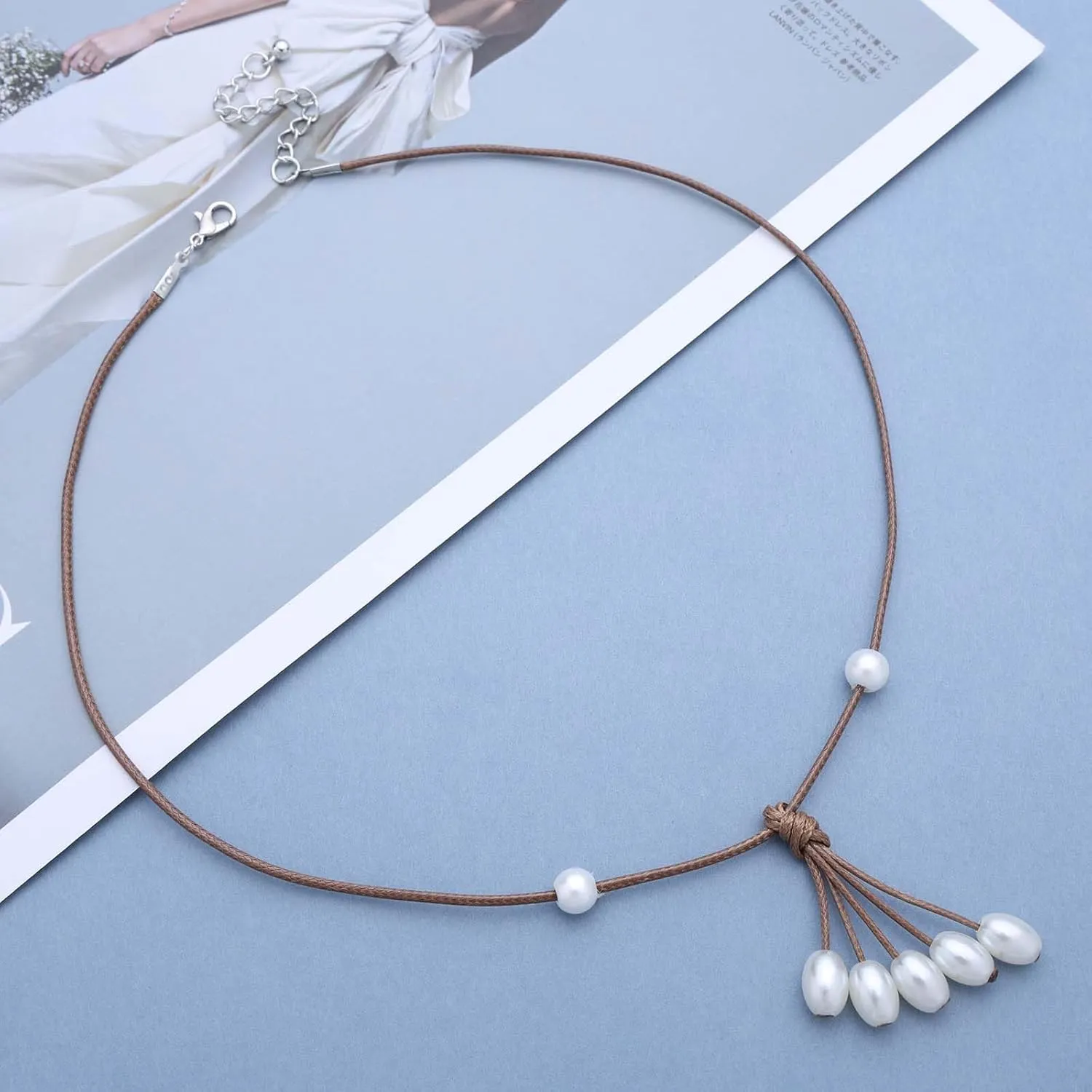Vintage Black Leather Pearl Choker Necklace Leather Y Lariat Necklace Pearl Tassel Drop Necklaces Gothic Suede Rope Necklaces Jewelry for Women