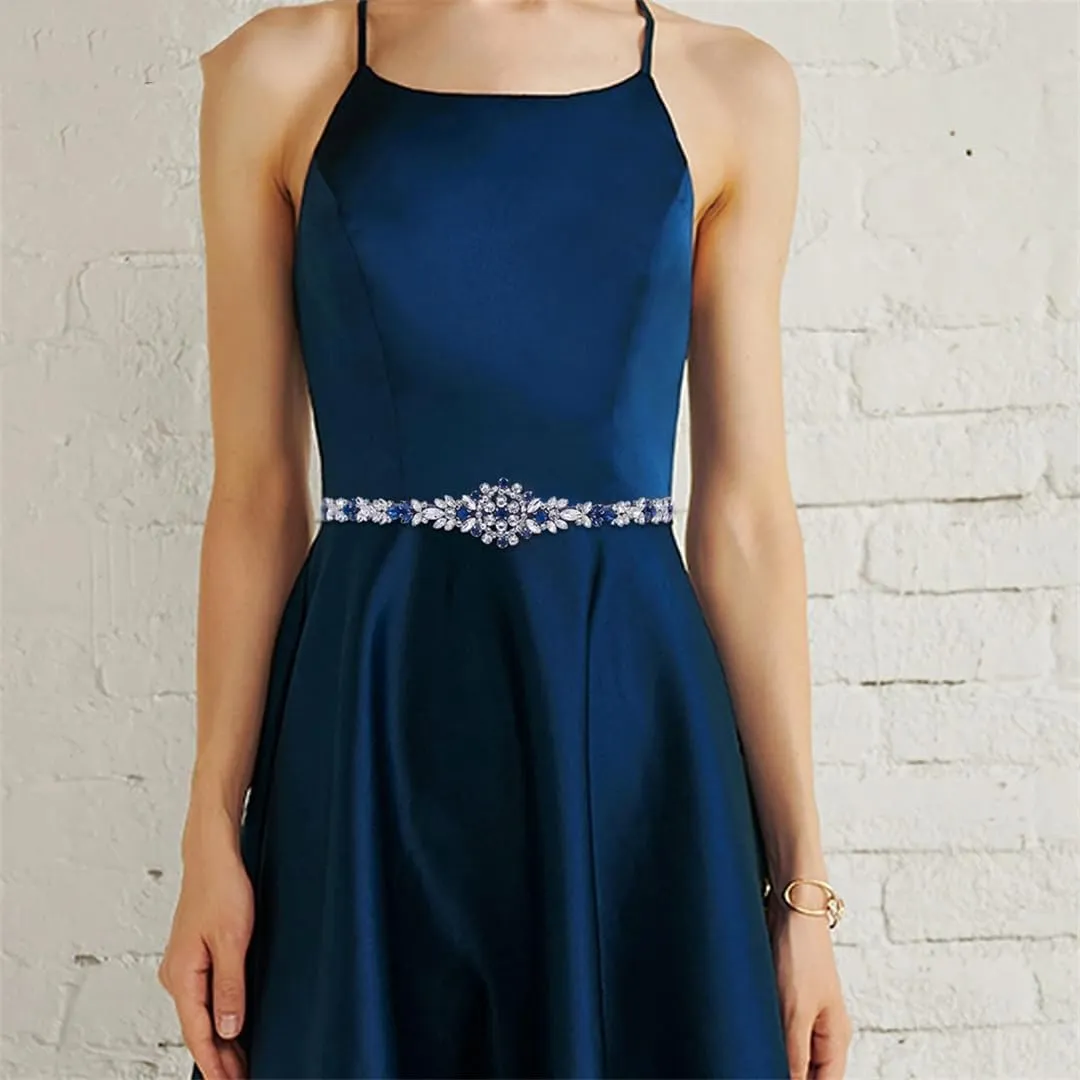 Wedding Belt Sash Crystal Bridal Thin Belt Satin Bridesmaid Belt Party Dress Accessories Applique