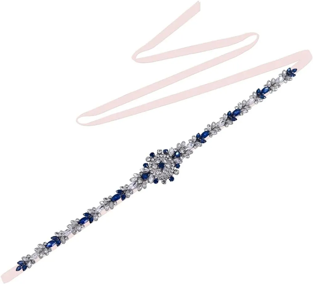 Wedding Belt Sash Crystal Bridal Thin Belt Satin Bridesmaid Belt Party Dress Accessories Applique
