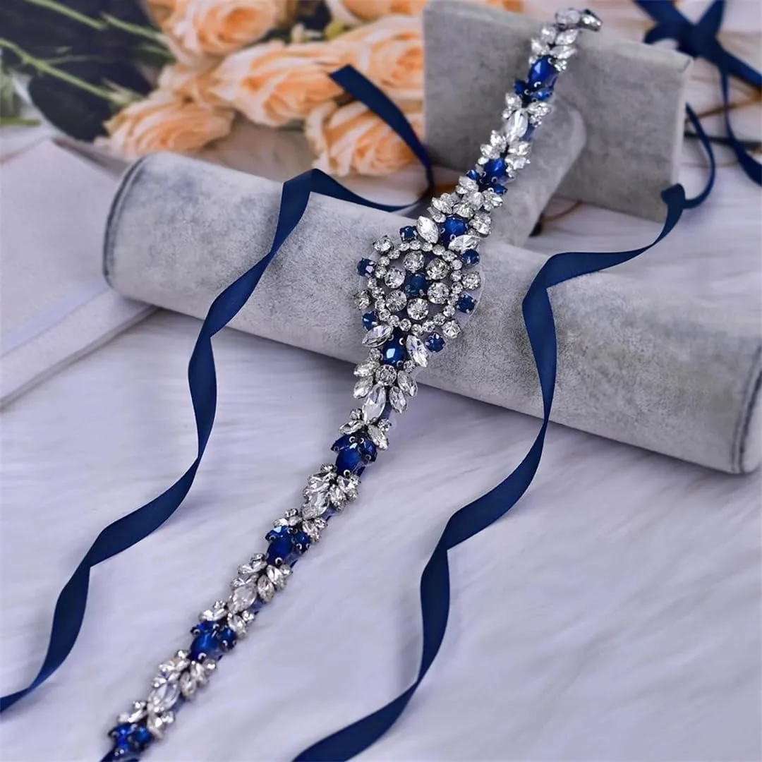 Wedding Belt Sash Crystal Bridal Thin Belt Satin Bridesmaid Belt Party Dress Accessories Applique