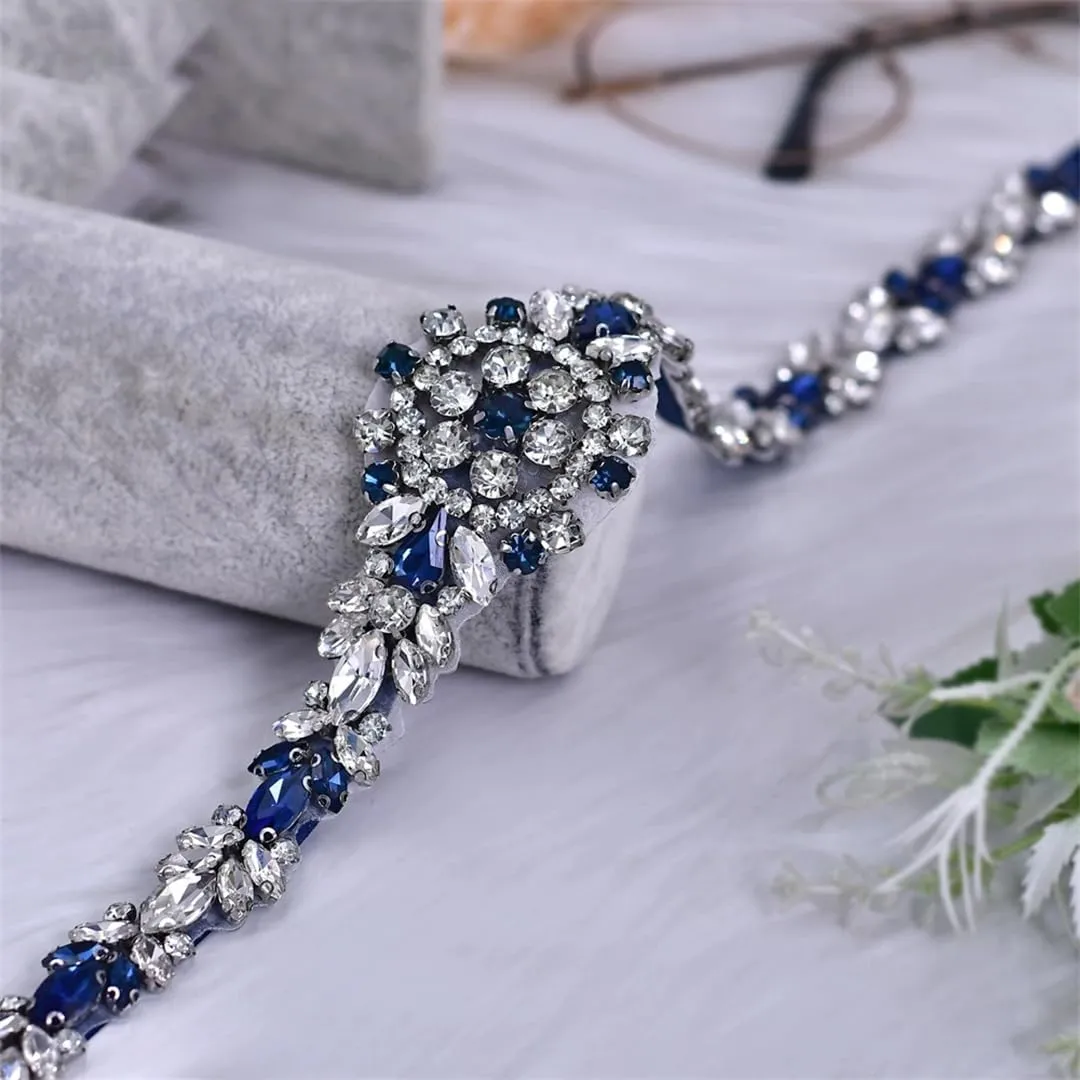 Wedding Belt Sash Crystal Bridal Thin Belt Satin Bridesmaid Belt Party Dress Accessories Applique