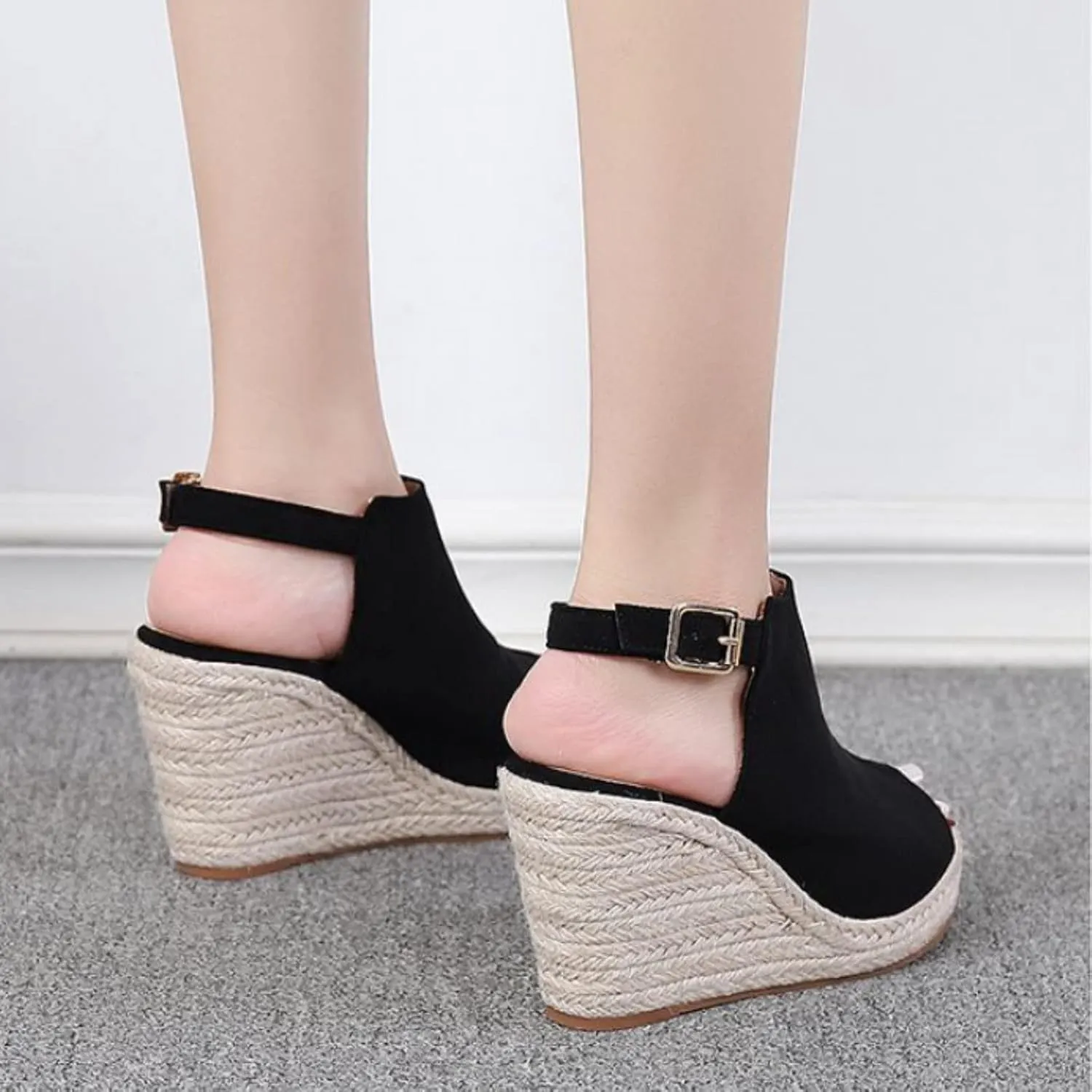 Wedge Sandals for Women Faux Suede Slip On Slides with Buckle Strap and Thick Platform Sole for Summer Comfortable Wear Orthopedic Sandal Beach Dressy Flip Flops for Wide Toe 2025 Spring