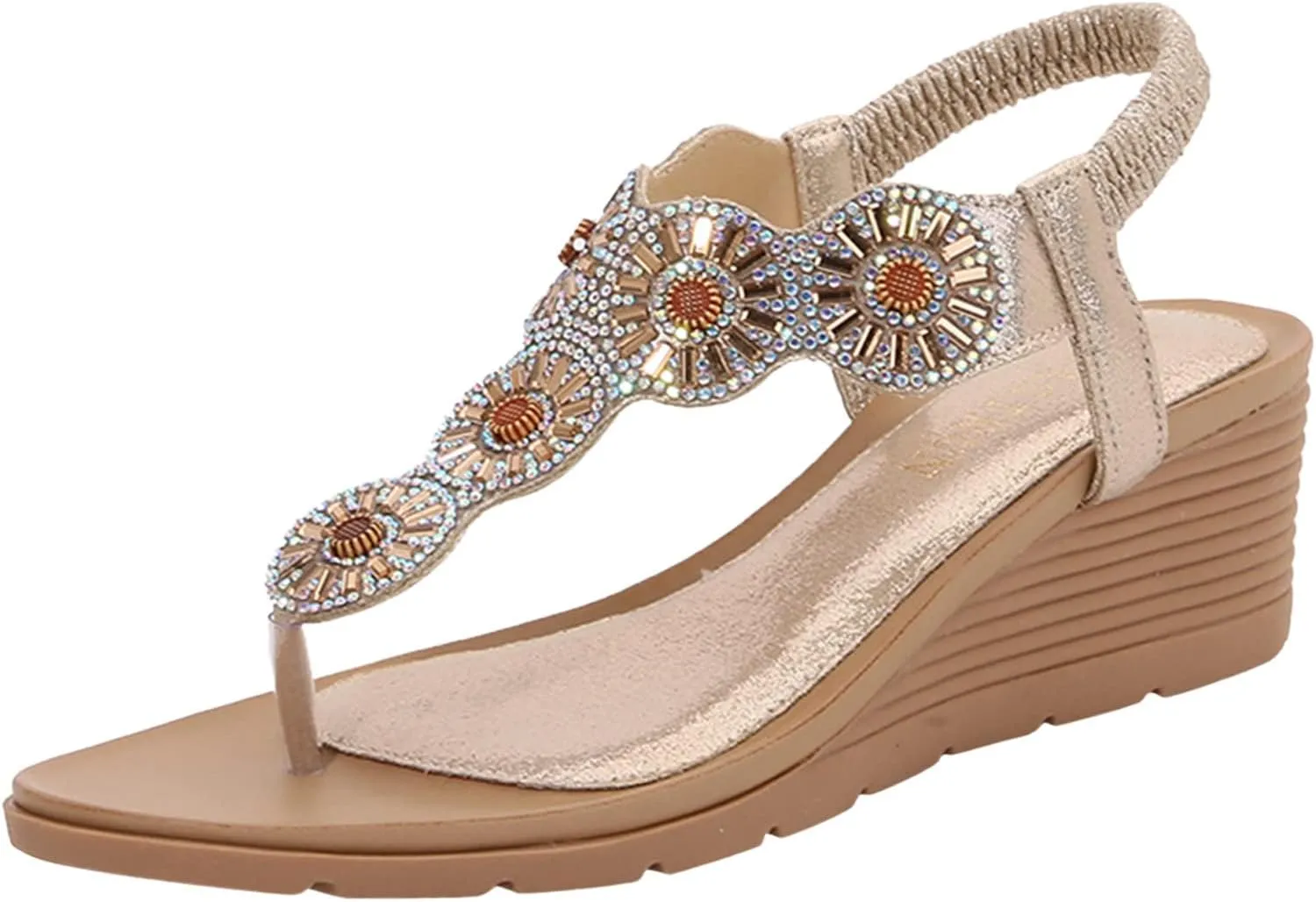Wedge Sandals for Women Faux Suede Slip On Slides with Buckle Strap and Thick Platform Sole for Summer Comfortable Wear Orthopedic Sandal Beach Dressy Flip Flops for Wide Toe 2025 Spring