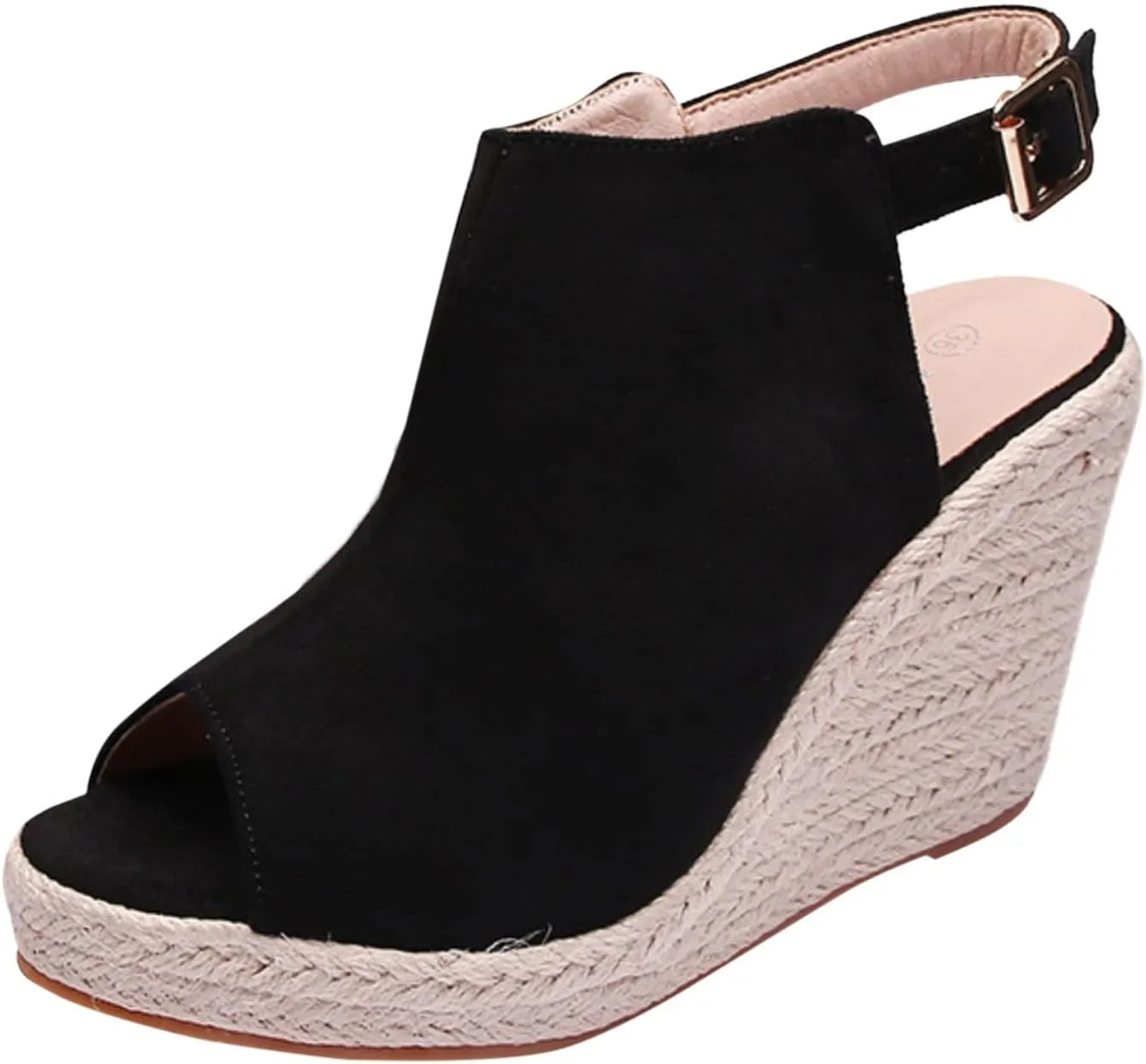 Wedge Sandals for Women Faux Suede Slip On Slides with Buckle Strap and Thick Platform Sole for Summer Comfortable Wear Orthopedic Sandal Beach Dressy Flip Flops for Wide Toe 2025 Spring