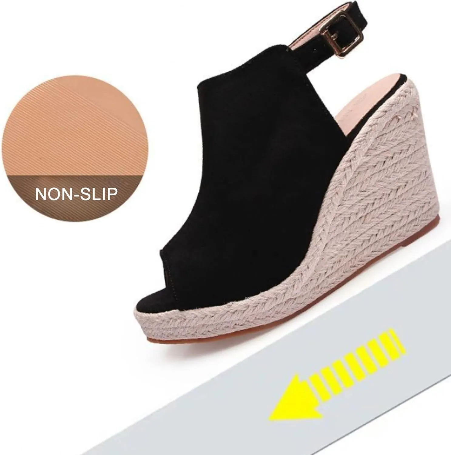 Wedge Sandals for Women Faux Suede Slip On Slides with Buckle Strap and Thick Platform Sole for Summer Comfortable Wear Orthopedic Sandal Beach Dressy Flip Flops for Wide Toe 2025 Spring