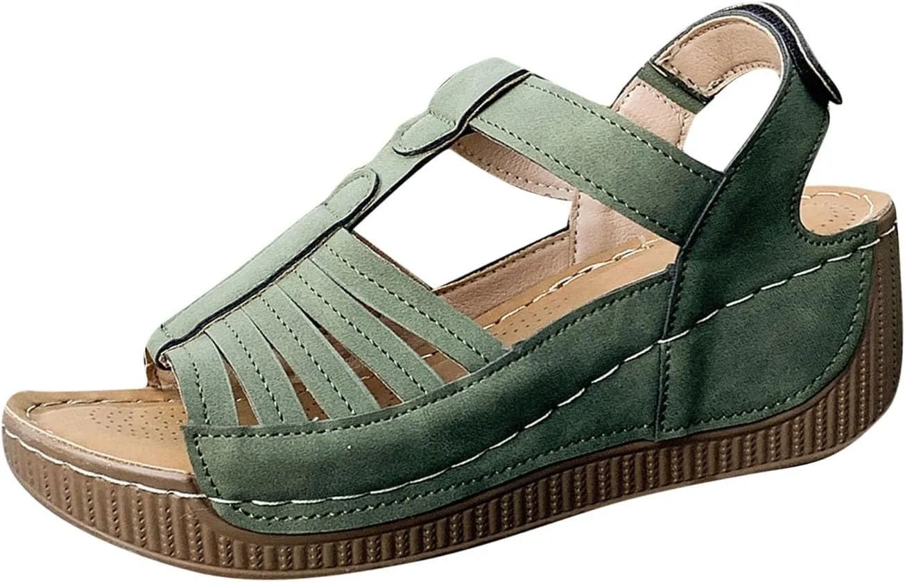 Wedge Shoes Womens Summer Dressy Orthopedic Sandals Open Toe Roman Wedges Platform Ankle Strap Ladies Sandals 2025