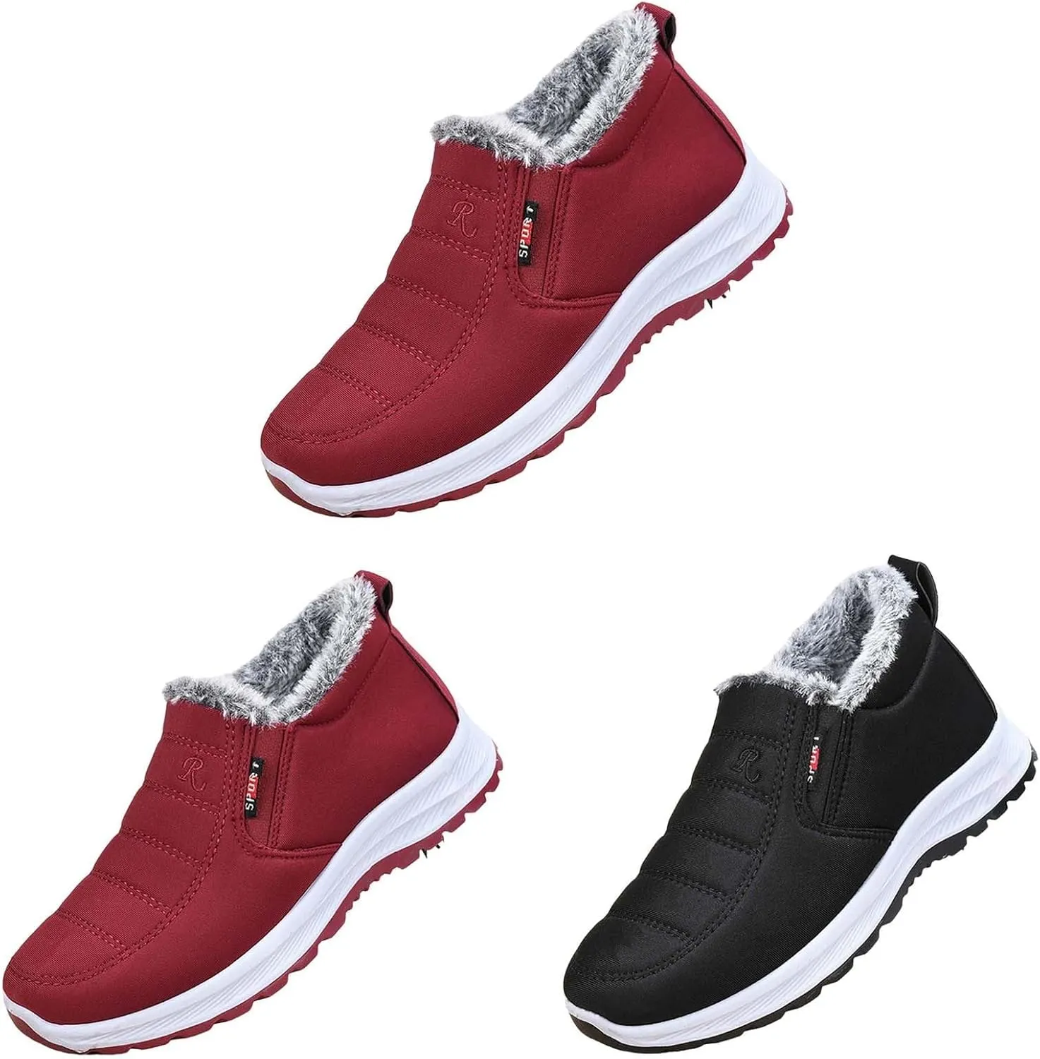 Winter Boots for Women Waterproof Snow Womens Winter Shoes Black Furry Boots for Women Non Slip Work Boots Women Short Winter Boots for Women Low Heel Prime of Day Deals Today 2024