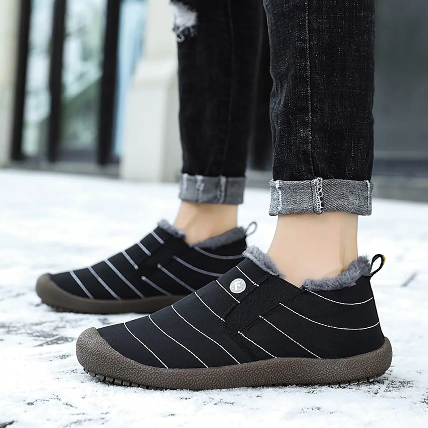 Winter Snow Boots for Women Slip on Womens Tall Pull on Snow Boots Womens Winter Boots Zipper Grey Waterproof Winter Womens Boots Size 10 Botas Termicas Para El Trabajo De Mujer