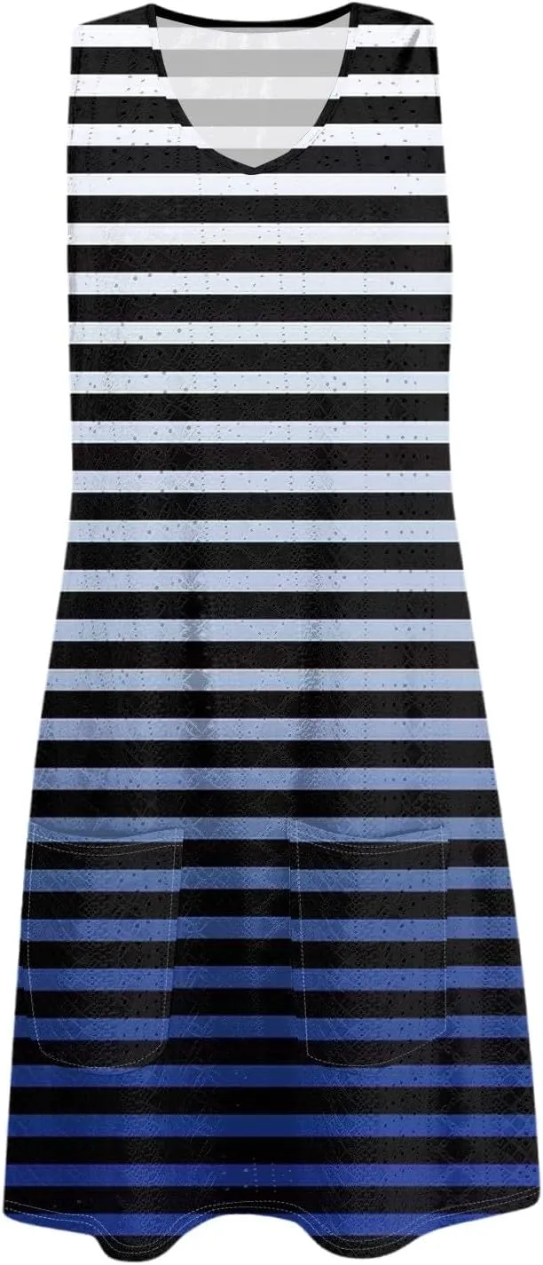 Women Casual Crew Neck Dress Floral Hawaiian Beach Sleeveless Tank Dresses 2025 Spring Summer Vacation Sundress