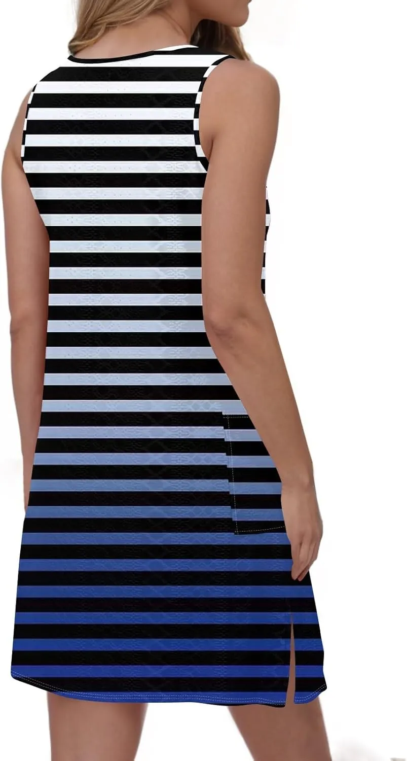 Women Casual Crew Neck Dress Floral Hawaiian Beach Sleeveless Tank Dresses 2025 Spring Summer Vacation Sundress