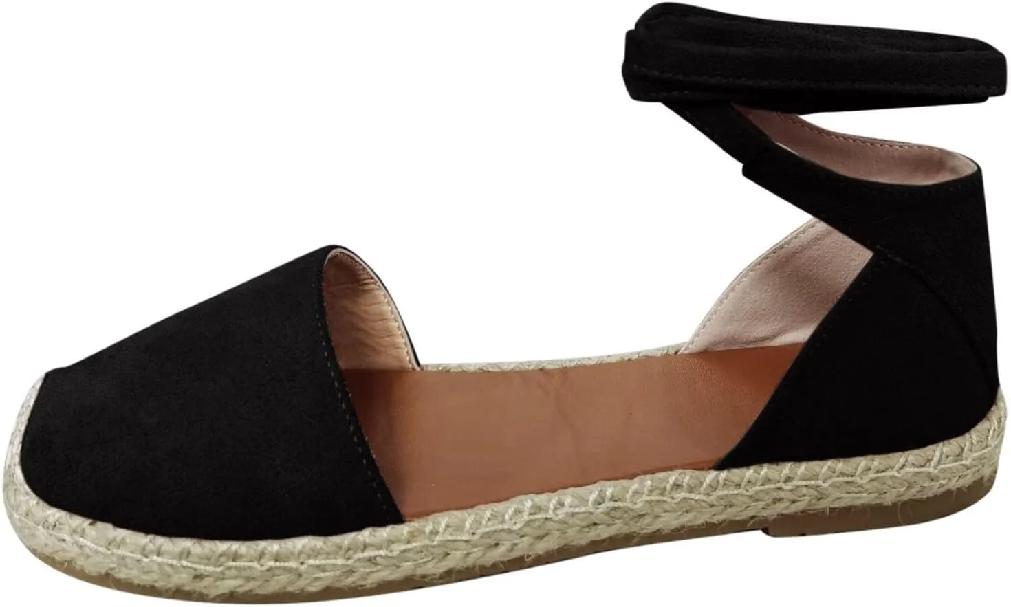 Womens Flat Espadrille Closed Toe Sandals Summer Espadrilles Heel Slingback Ankle Buckle Strap Shoes Lace Up Comfy Casual Outdoor Classic Sandals Breathable Lightweight Walking Footwear