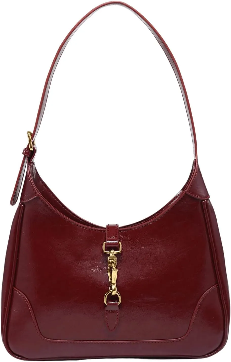 Women's PU Leather Clasp Shoulder Bag Adjustable Strap Vintage Hobo Handbags Purse