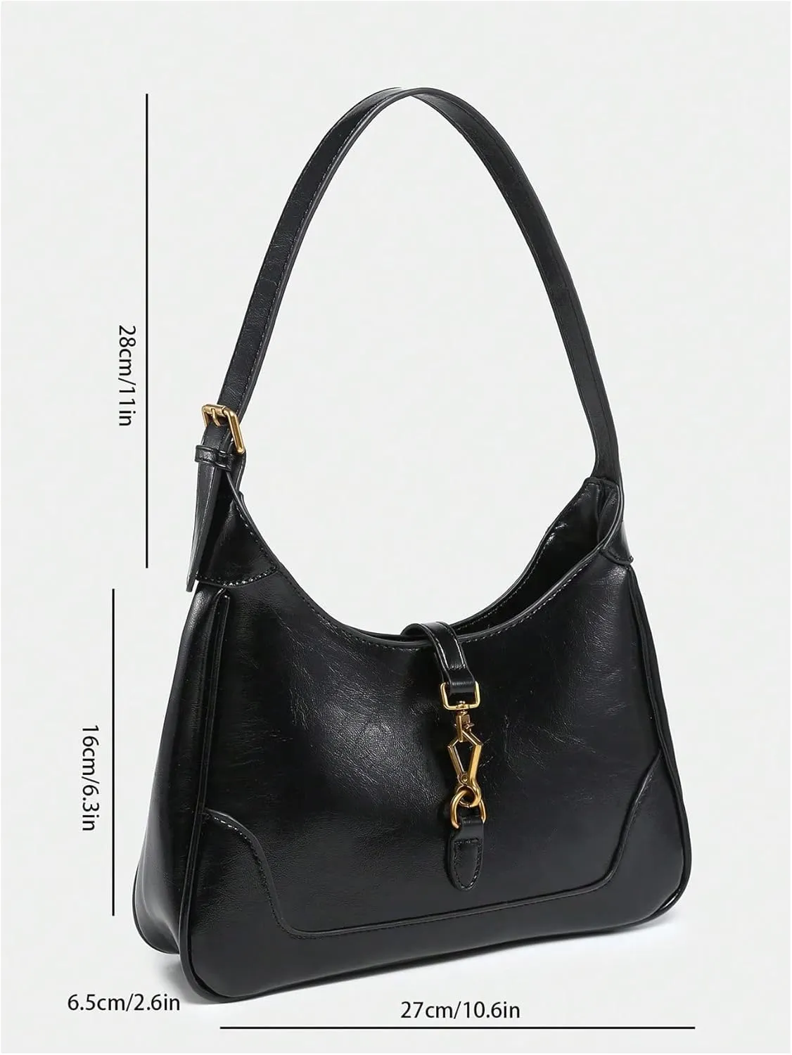 Women's PU Leather Clasp Shoulder Bag Adjustable Strap Vintage Hobo Handbags Purse