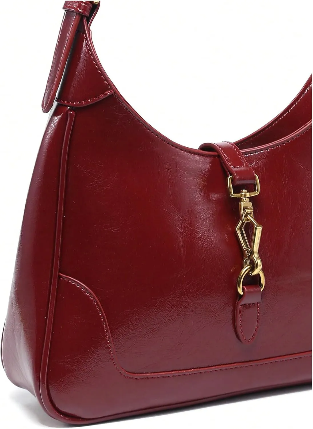 Women's PU Leather Clasp Shoulder Bag Adjustable Strap Vintage Hobo Handbags Purse