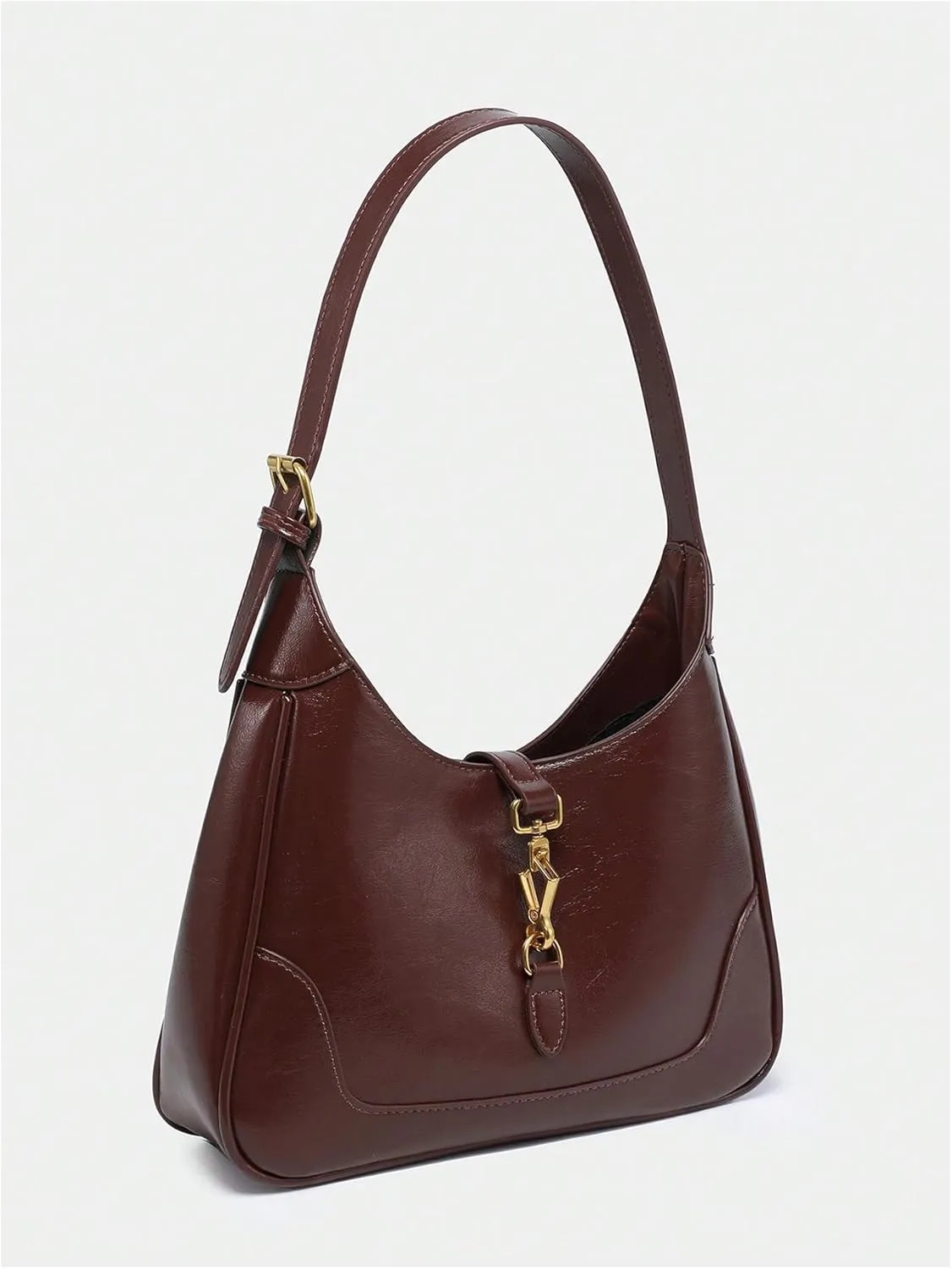 Women's PU Leather Clasp Shoulder Bag Adjustable Strap Vintage Hobo Handbags Purse