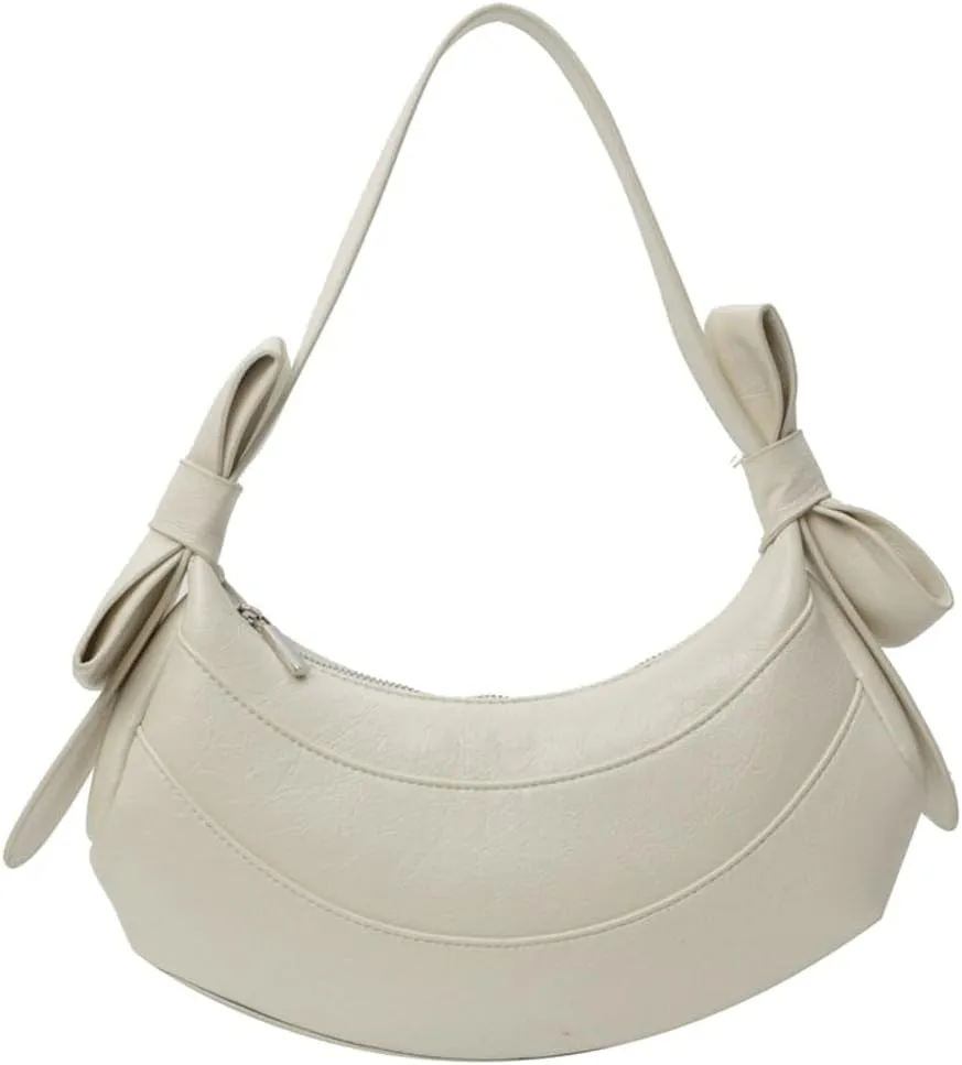 Womens PU Leather Crescent Shoulder Bag Y2k Designer Tote Bags Handbag Purse Cute Dumpling Top Handle Satchel