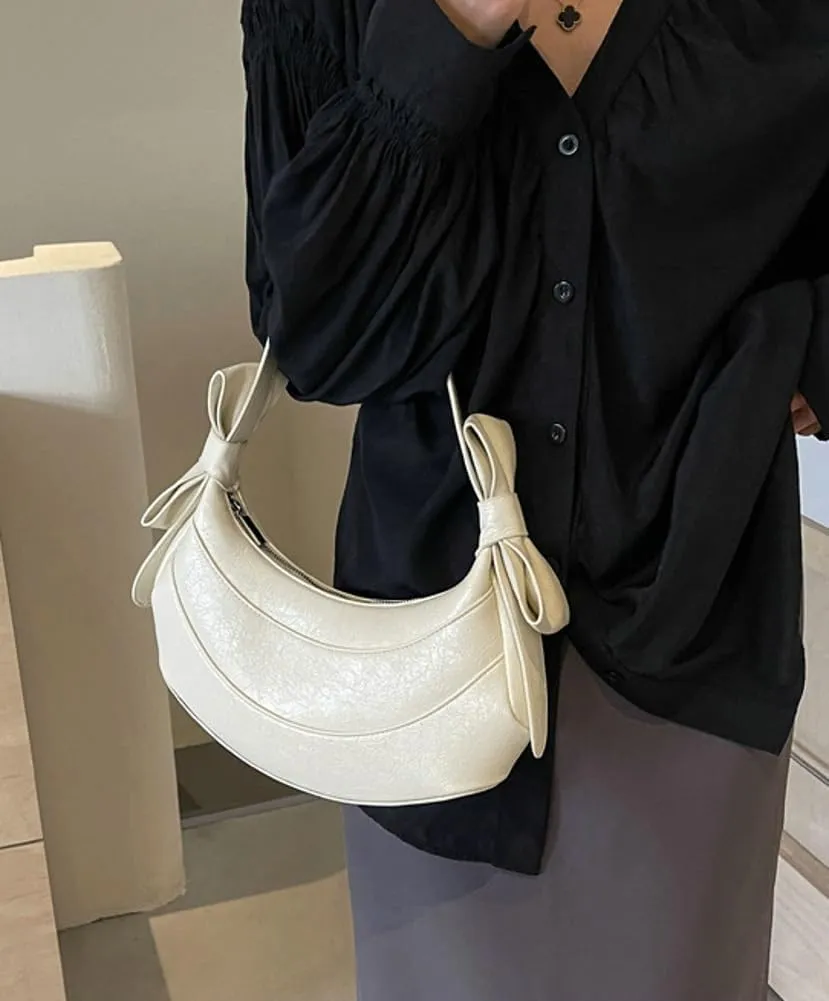 Womens PU Leather Crescent Shoulder Bag Y2k Designer Tote Bags Handbag Purse Cute Dumpling Top Handle Satchel