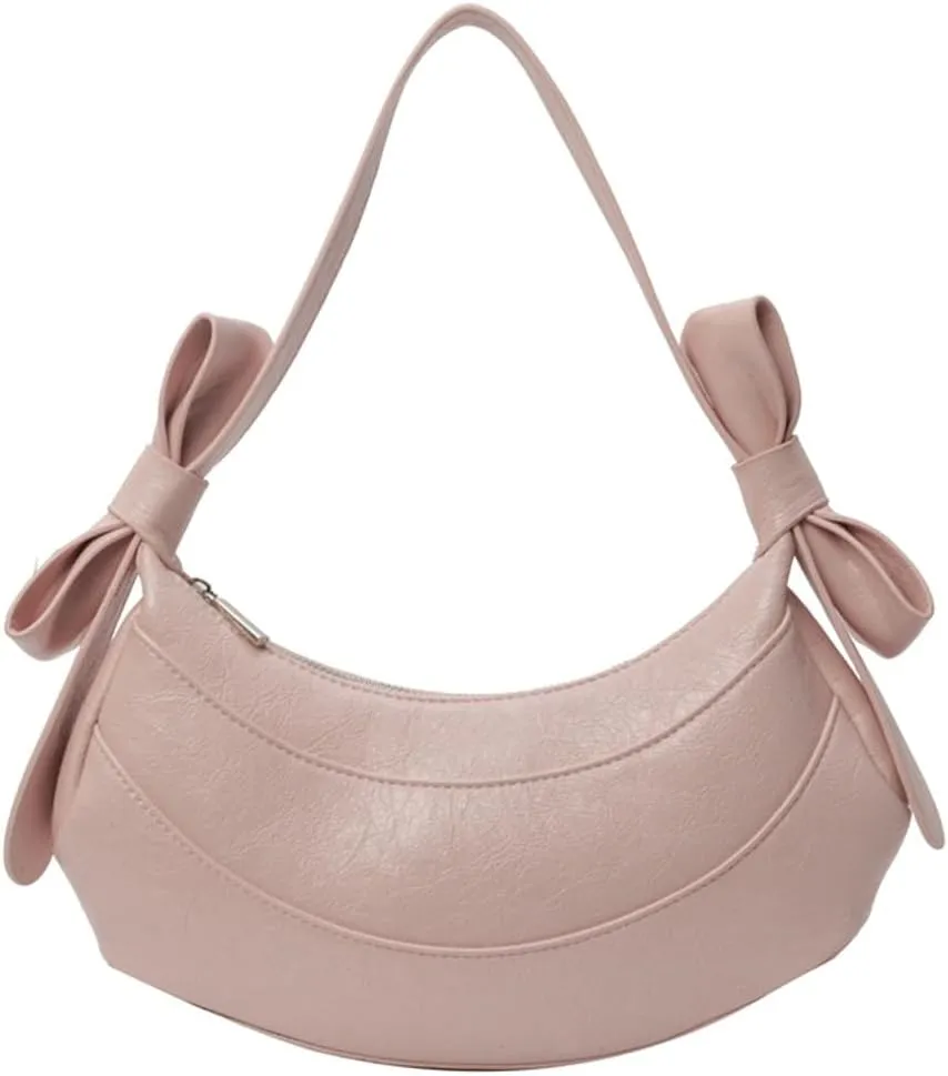 Womens PU Leather Crescent Shoulder Bag Y2k Designer Tote Bags Handbag Purse Cute Dumpling Top Handle Satchel