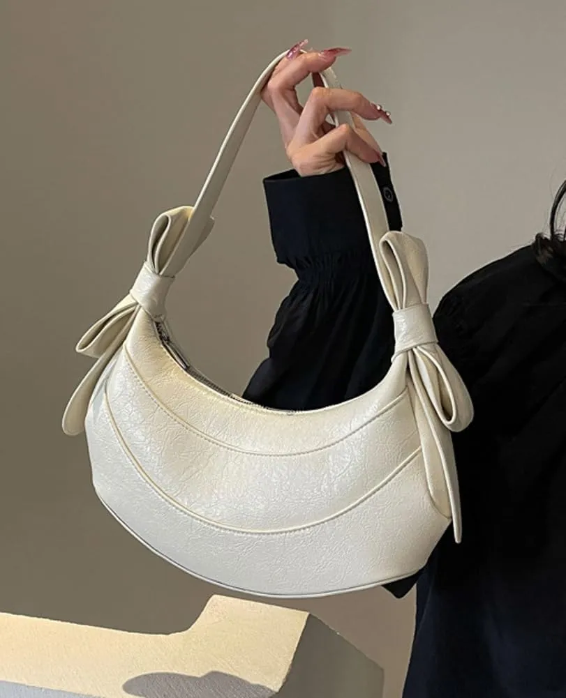 Womens PU Leather Crescent Shoulder Bag Y2k Designer Tote Bags Handbag Purse Cute Dumpling Top Handle Satchel
