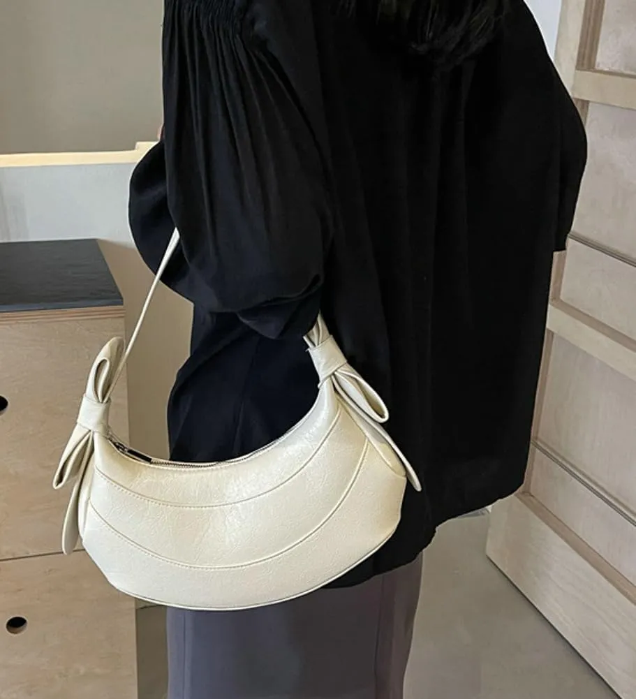 Womens PU Leather Crescent Shoulder Bag Y2k Designer Tote Bags Handbag Purse Cute Dumpling Top Handle Satchel