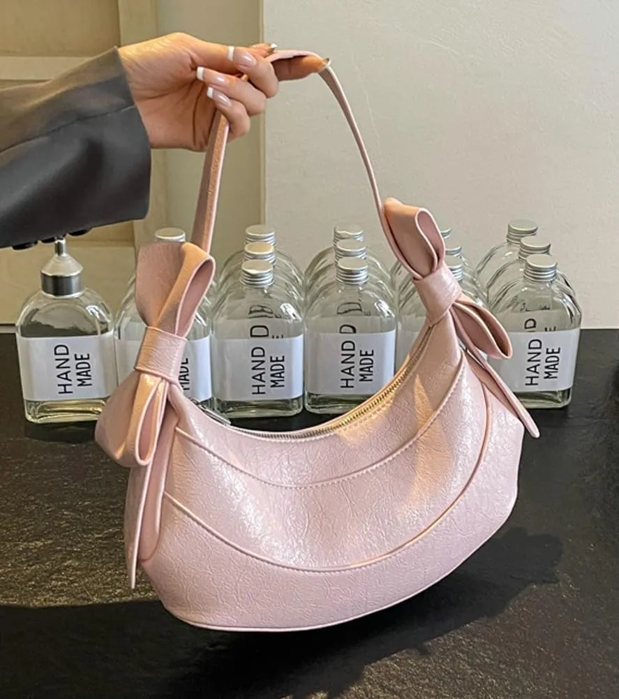 Womens PU Leather Crescent Shoulder Bag Y2k Designer Tote Bags Handbag Purse Cute Dumpling Top Handle Satchel
