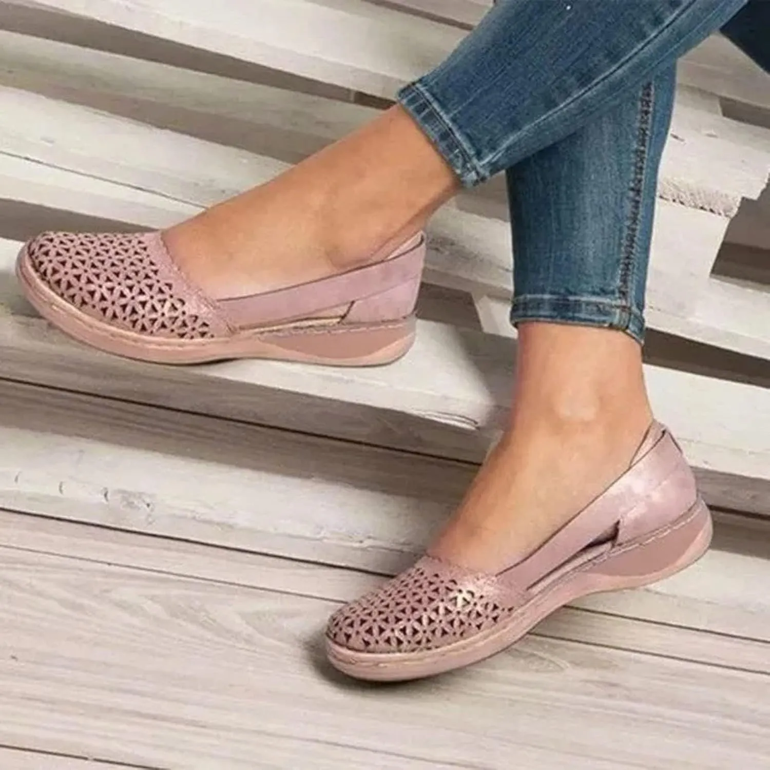 Womens Roman Ankle Strap Cage Closed Toe Flat Sandals Hollow Out Mesh Breathable Wedge Sandals, Summer 2025 Orthopedic Wedges Comfortable Slip On Sandal