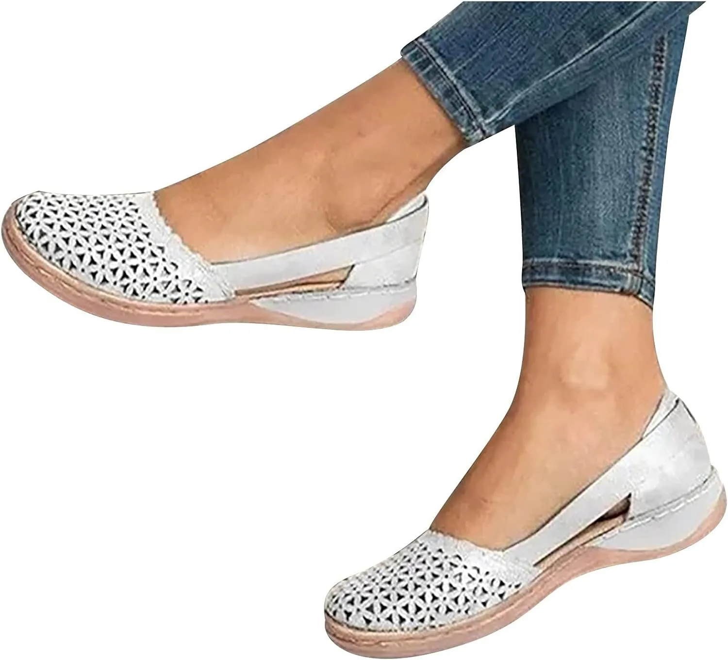 Womens Roman Ankle Strap Cage Closed Toe Flat Sandals Hollow Out Mesh Breathable Wedge Sandals, Summer 2025 Orthopedic Wedges Comfortable Slip On Sandal