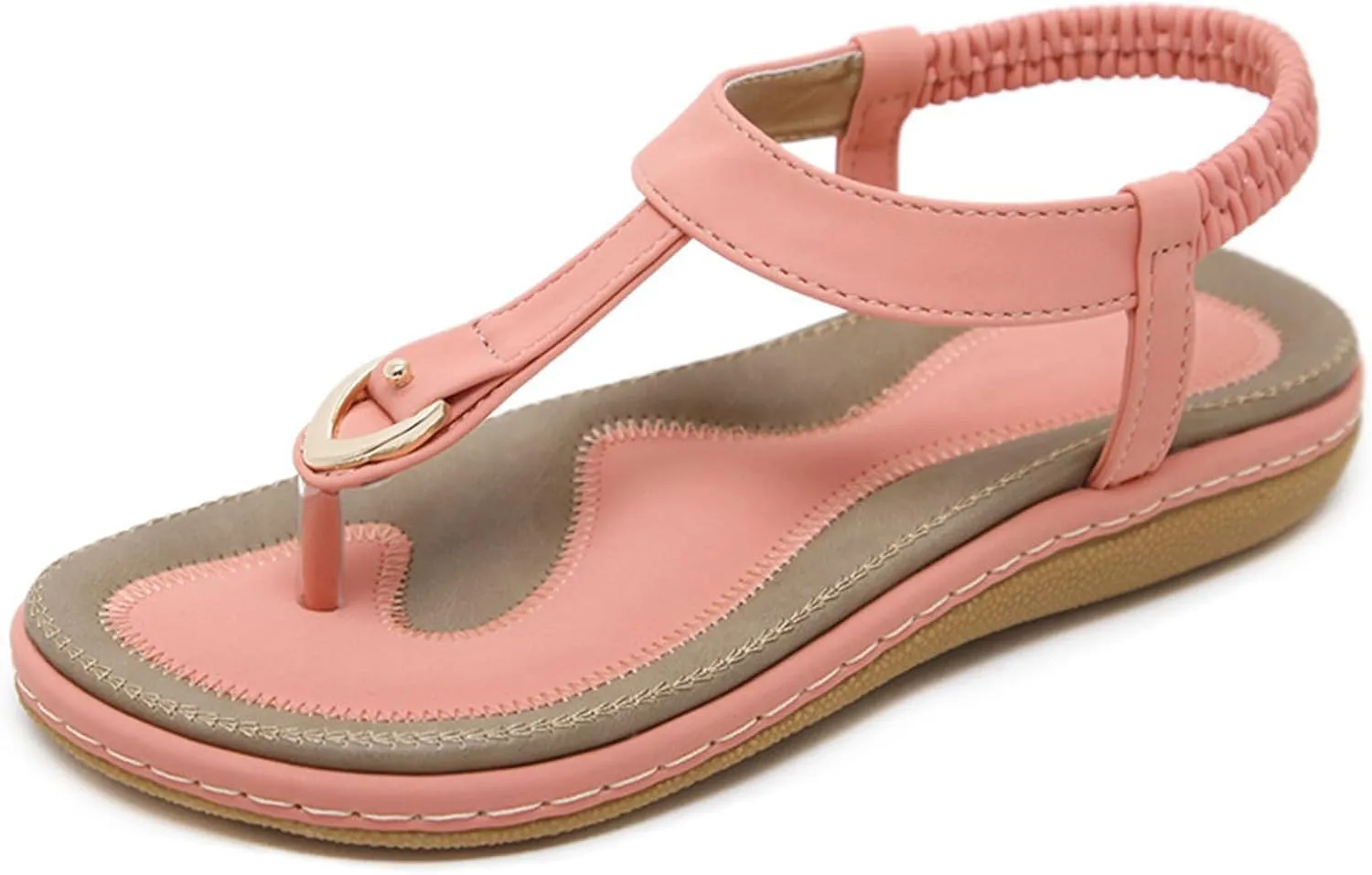 Womens Sandals Summer Flat:Dressy Sandals Comfort Summer Shoes with Arch Support Casual T-Strap Flip Flop for Beach Walking Bohemian Clip Toe Leather Flip Flop 2025