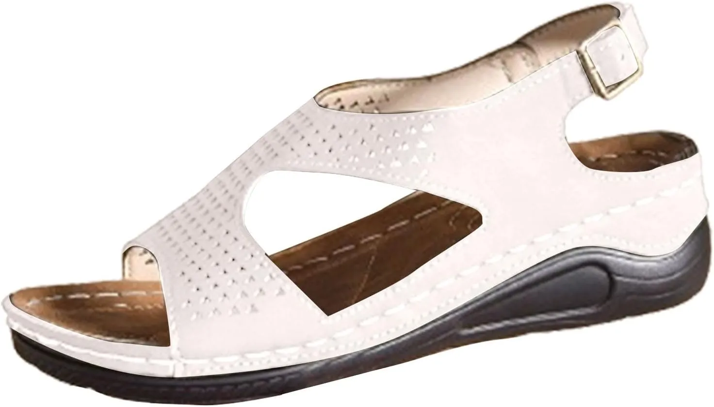 Womens Wedge Platform Sandals Summer Ankle Strap Open Toe Orthopedic Sandals with Arch Support Adjustable Buckle Walking Shoes