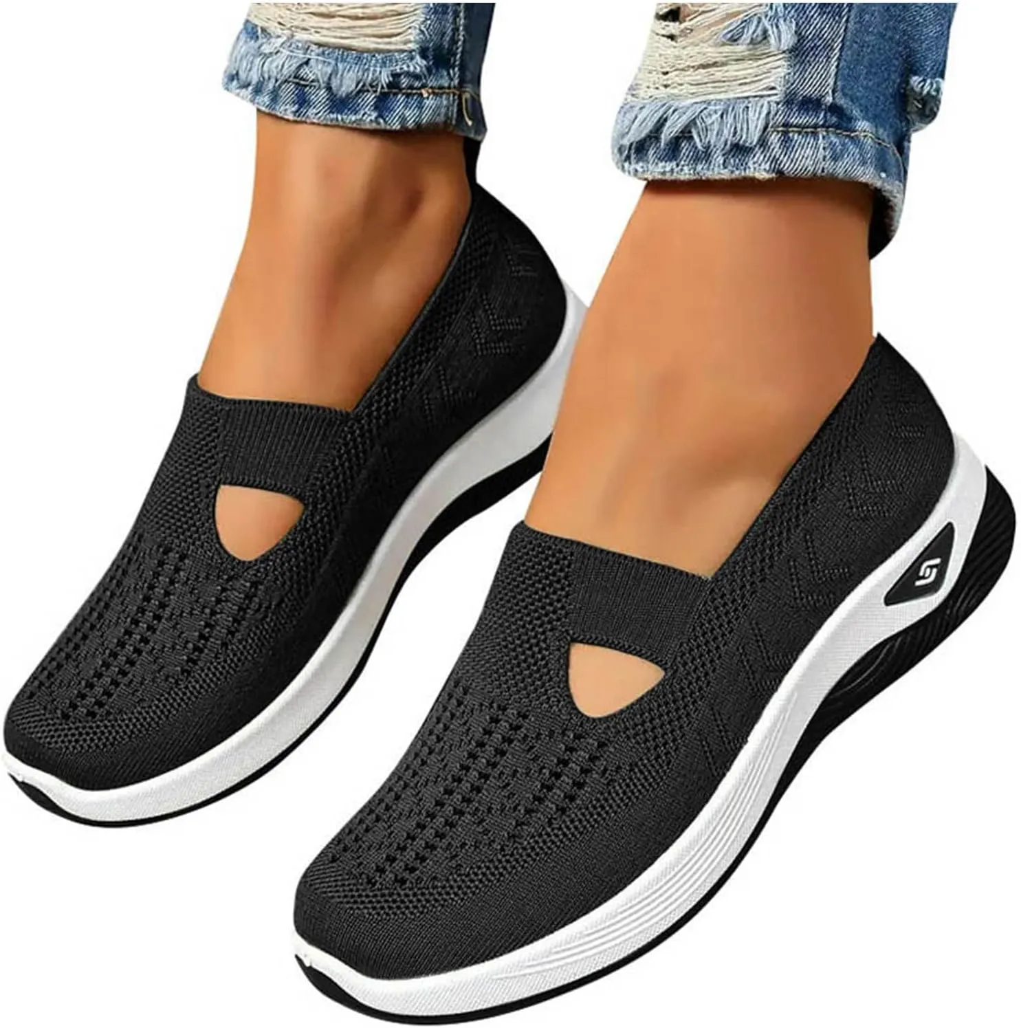 Women's White Boho Flat Sandals for Women, Arch Support, Mesh, Casual, Rhinestone, Size 11