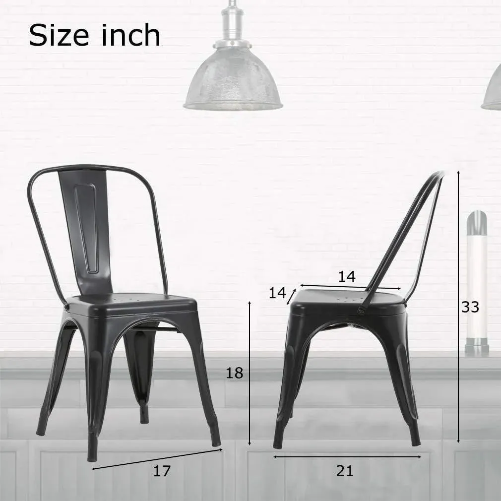 Wooden Twist Stackable Metal Outdoor & Indoor Tolix Side Cafe, Restaurant Kitchen Dining Chair ( Pack of 1 )