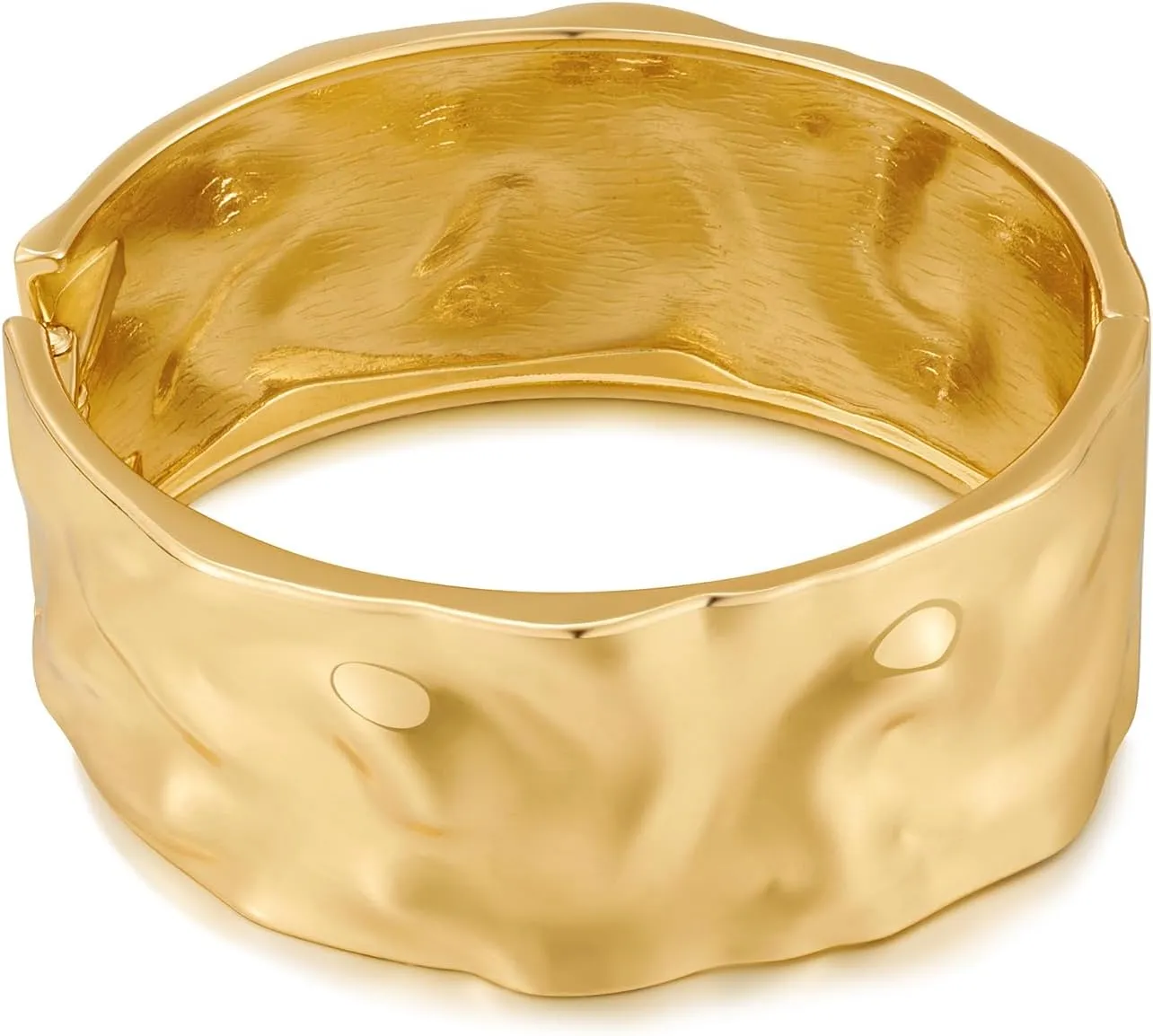 WOWORAMA Extra Wide Chunky Bangle Bracelets for Women Heavy Thick Gold Hinged Cuff Bangles Exaggerated Bold Statement Bracelet Boho Hinge Wrist Wrap Cuff Bracelet