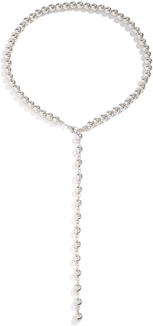 Y 14K Gold Plated Pearl Necklace - Dainty Gold Beaded Pearl Choker Chain Necklace for Women - Prom, Wedding, Bridal, Bridesmaid Jewelry