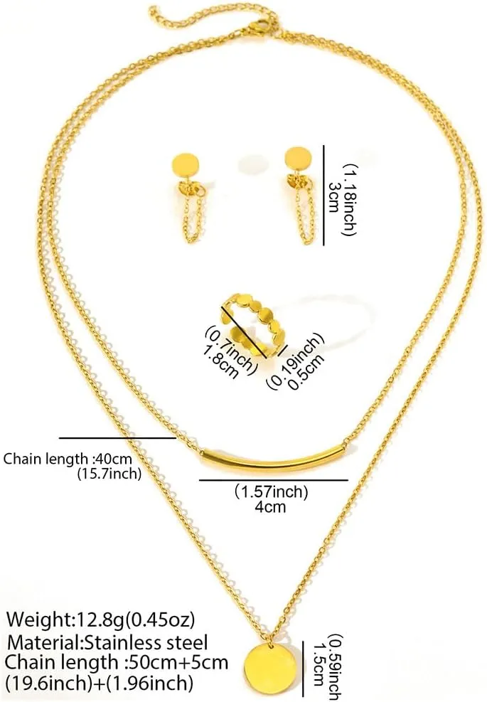 YAZILIND Jewelry Set for Women,Dainty 18K Gold/Silver Plated Pearl Necklace and Earring Set Gold/Silver Drop Earrings Ring Pearl Choker Necklace Wedding Jewelry