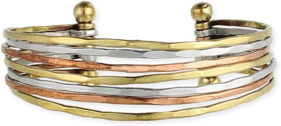 Zad Mixed Metal Hammered Cuff Fashion Bracelet