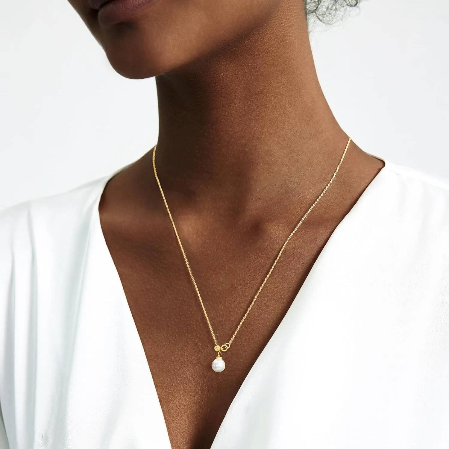 Zeffy Lariat Gold Necklace for Women Dainty Long Pearl Necklace 14k Gold/Silver Plated Layered Pearl/Beaded/CZ Y-Shaped Drop Wedding Stack Necklace Trendy Simple Gold Jewelry Set Gifts