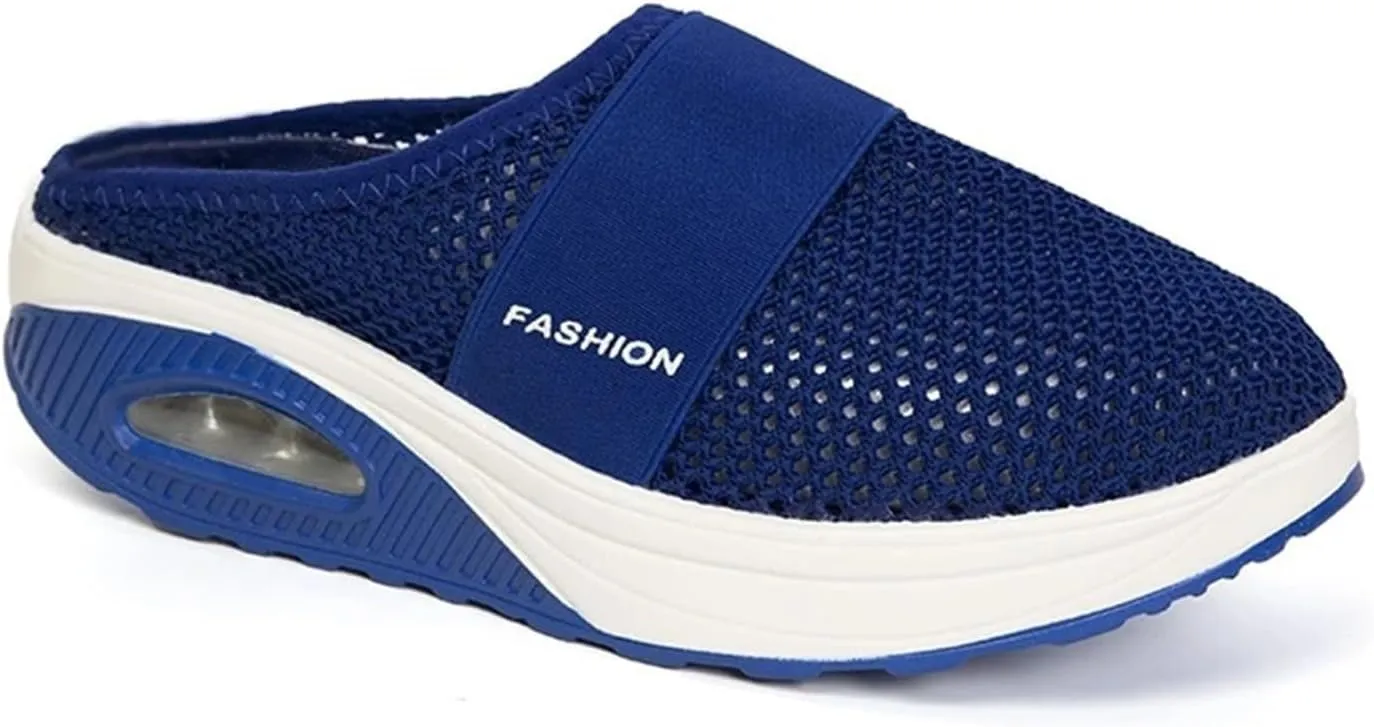 ZWRXW Orthopedic Mules for Women,Diabetic Air-Cushion Slip-On Walking Shoes,Slip On Clogs,Breathable Mesh Diabetic Slippers,Backless Closed Toe Slides Sandals,Healthy Shoes with Arch Support