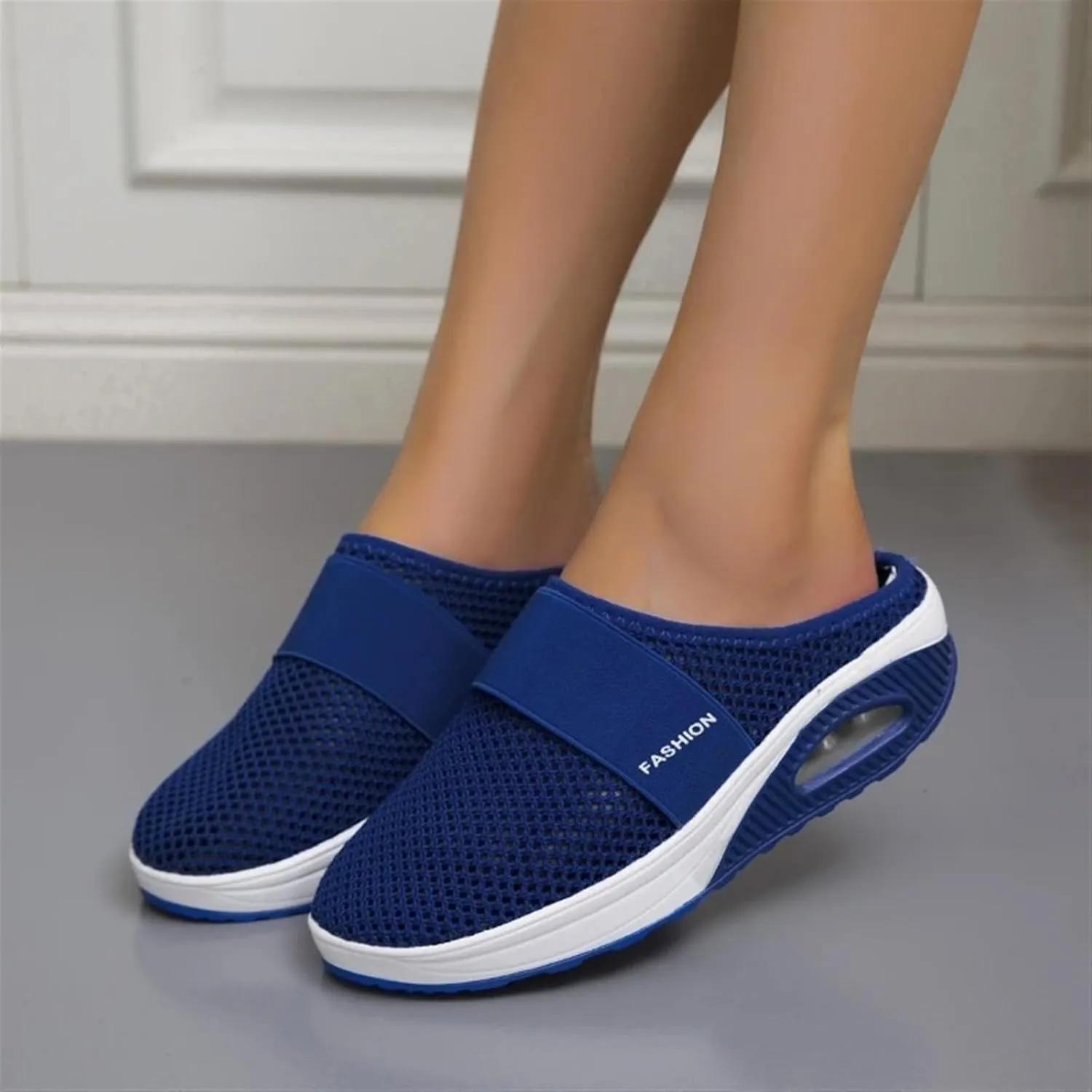 ZWRXW Orthopedic Mules for Women,Diabetic Air-Cushion Slip-On Walking Shoes,Slip On Clogs,Breathable Mesh Diabetic Slippers,Backless Closed Toe Slides Sandals,Healthy Shoes with Arch Support