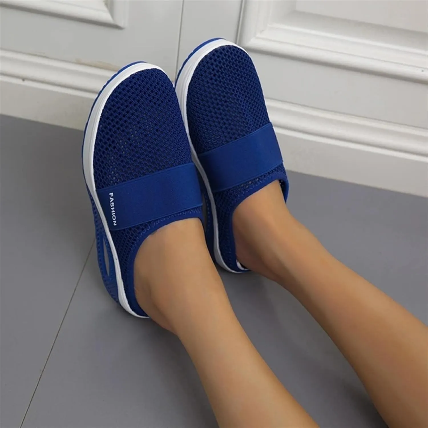 ZWRXW Orthopedic Mules for Women,Diabetic Air-Cushion Slip-On Walking Shoes,Slip On Clogs,Breathable Mesh Diabetic Slippers,Backless Closed Toe Slides Sandals,Healthy Shoes with Arch Support