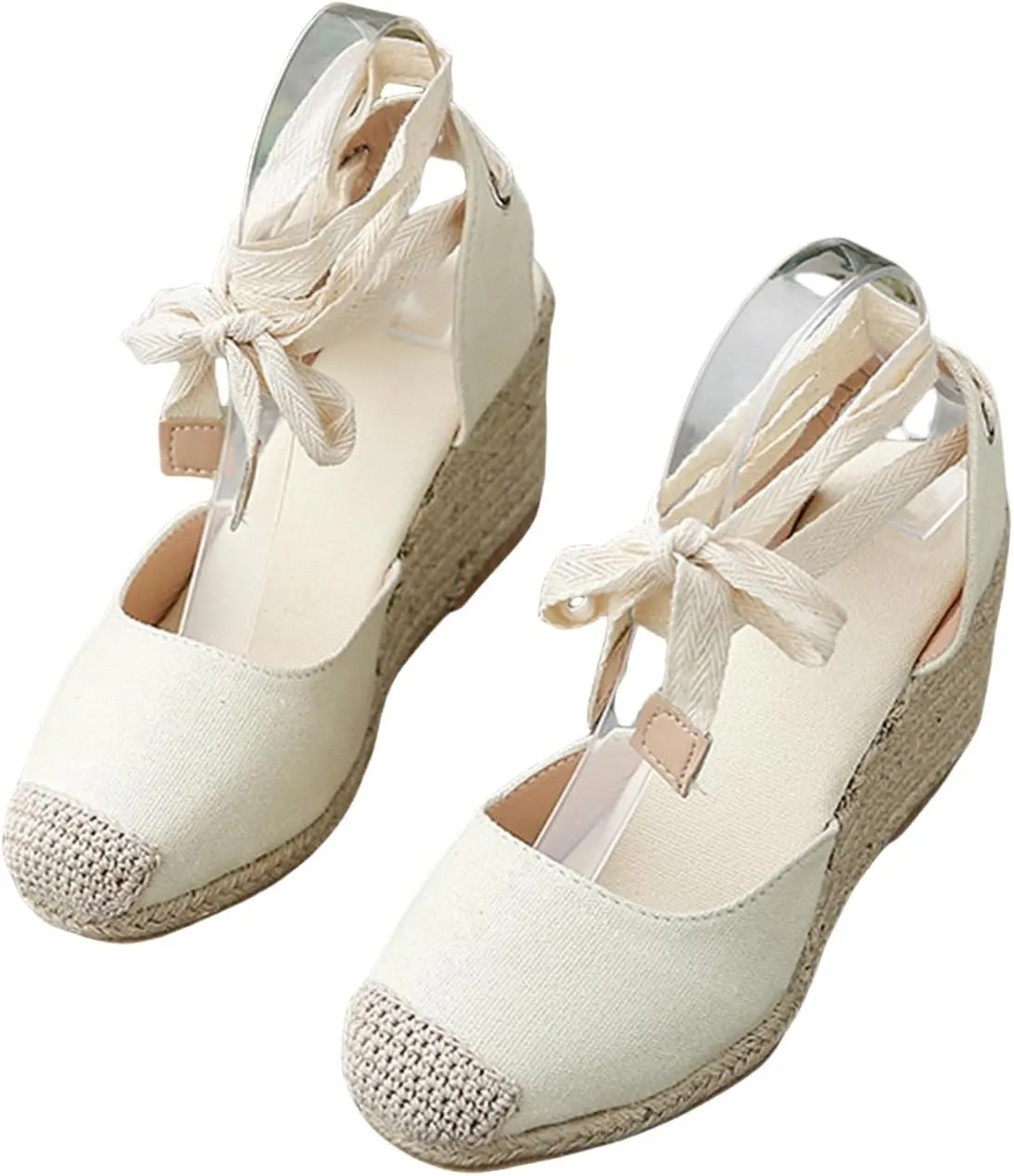 ZWRXW Womens Espadrilles Wedge Sandal Closed Toe Platform Sandals Platform Comfortable Soft Arch Support High Heels Wedge Sandals Ankle Strap Lace Up Summer Shoes